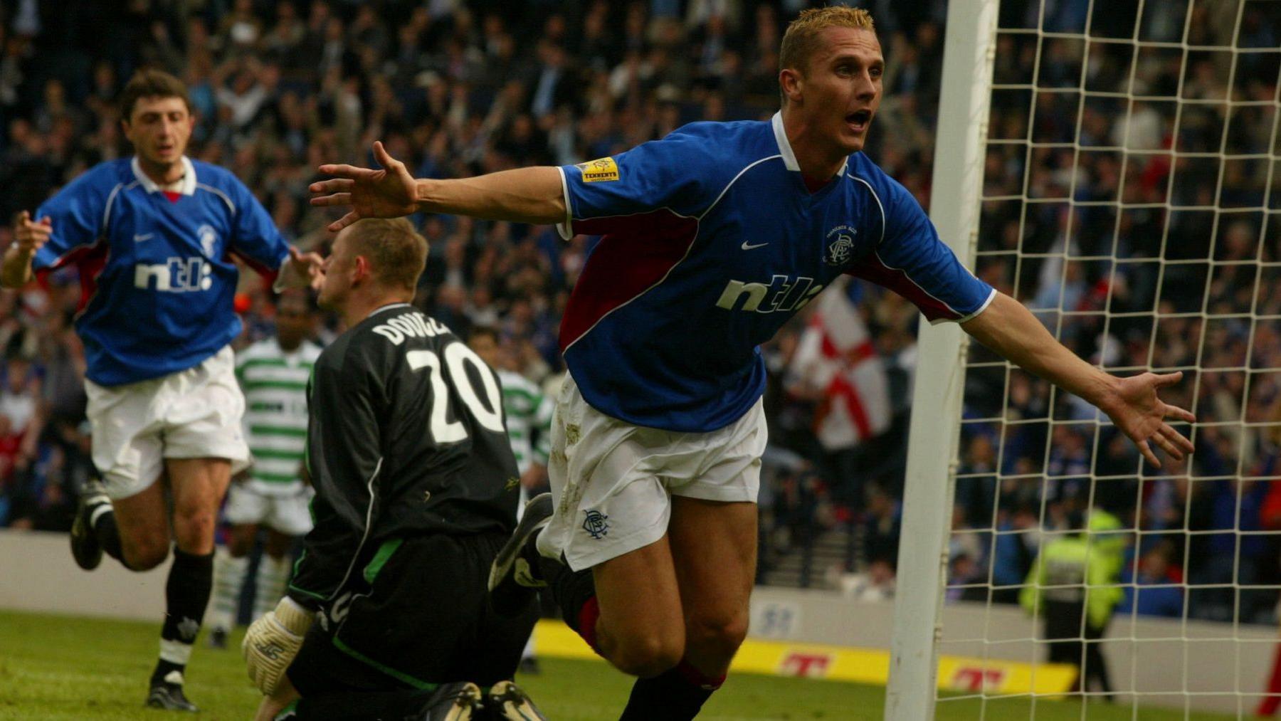 Rangers' Peter Lovenkrands celebrates