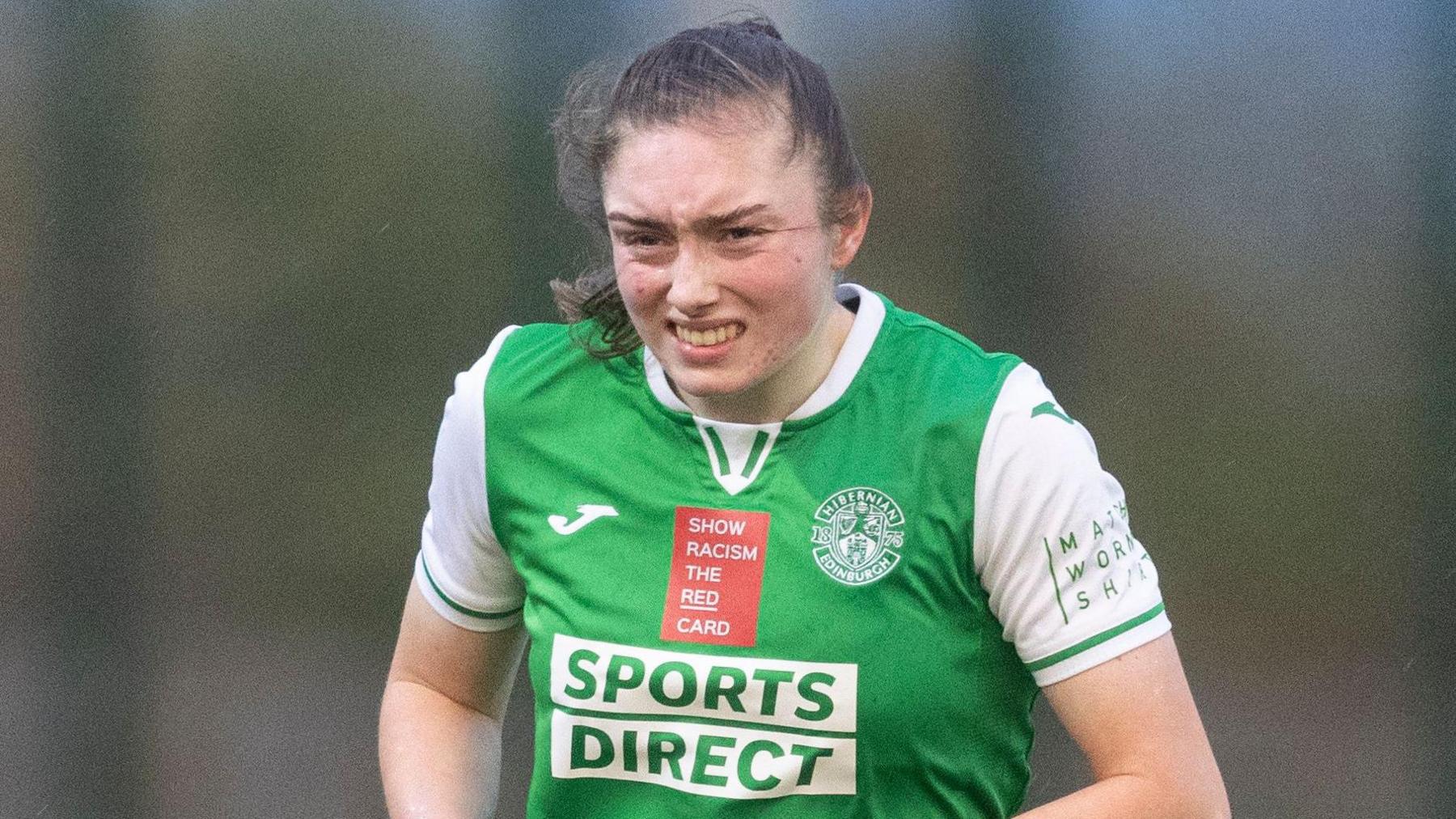 Tegan Bowie put Hibs in front in first half stoppage time. 