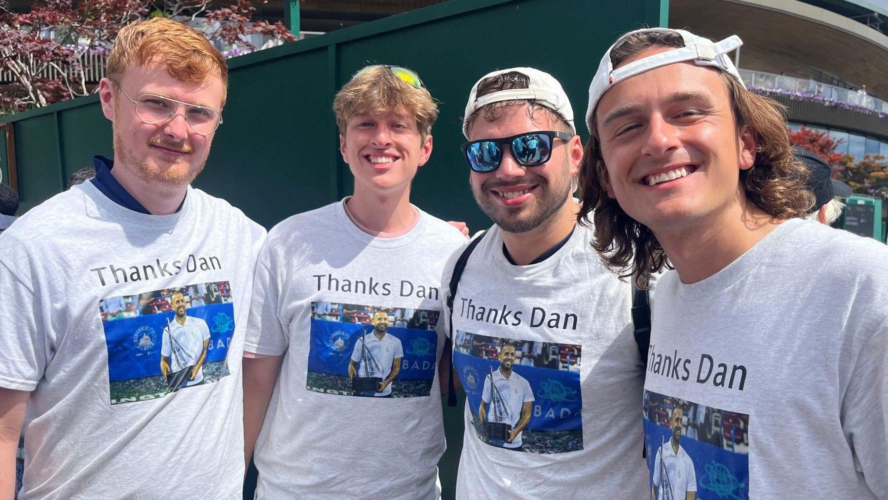 George Rayson, Liam Ritchie, Sam Waters, Tom Ritchie wear Dan Evans T-shirts