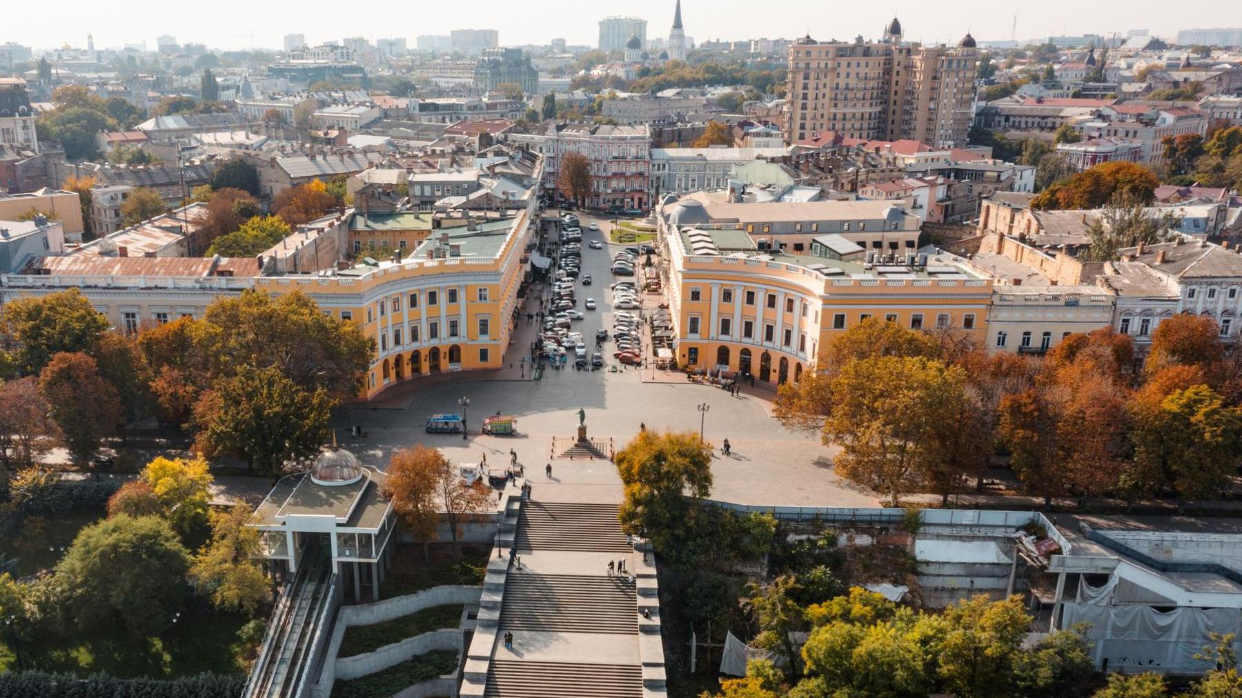 Aerial view of the southern Ukrainian city of Odessa