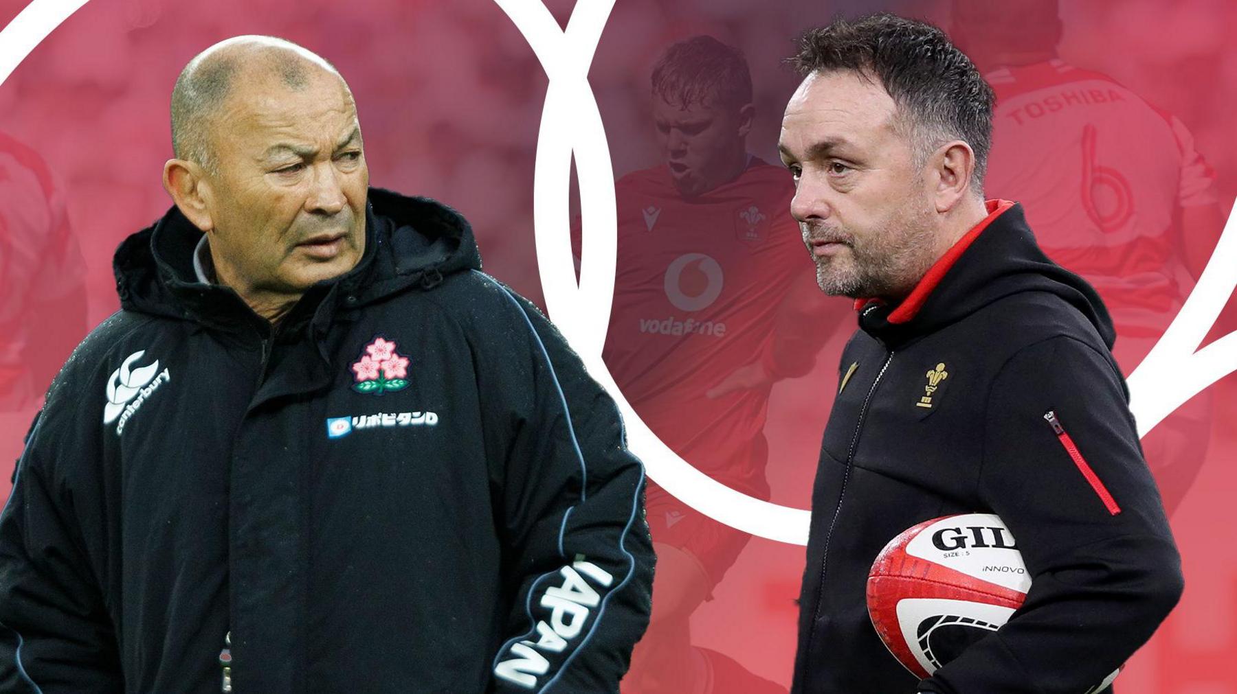 Japan head coach Eddie Jones and Wales interim head coach Matt Sherratt