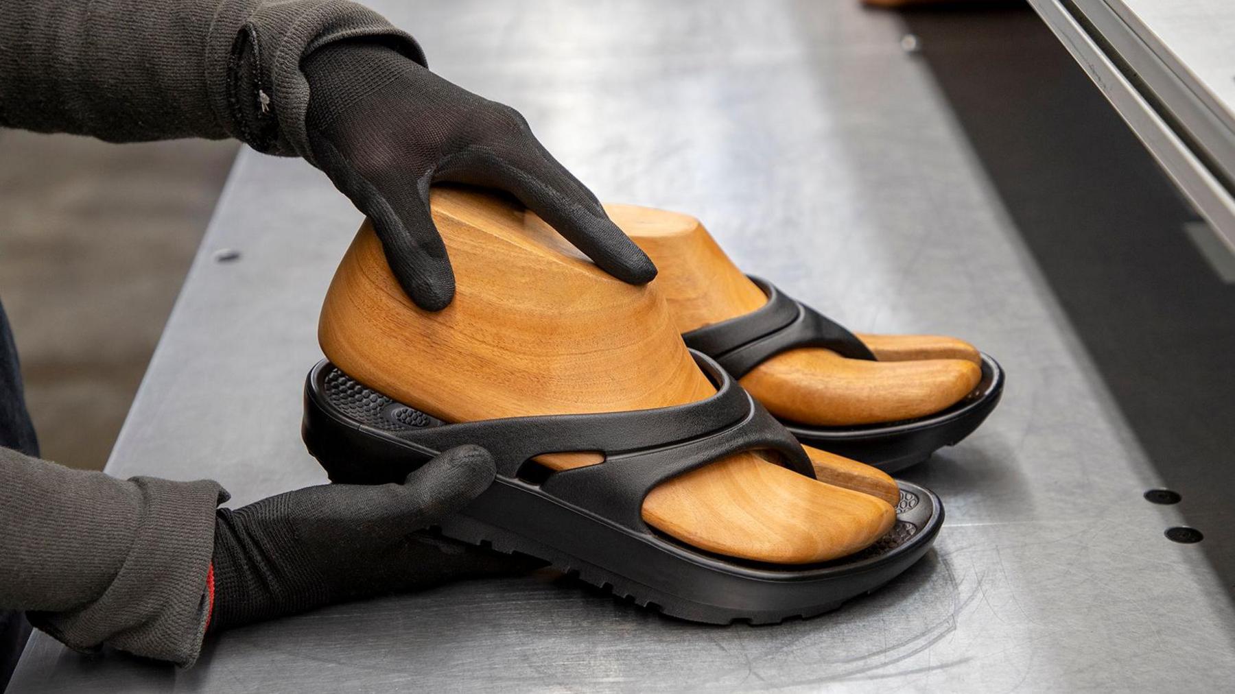 Oka flipflops being made at its factory in Georgia