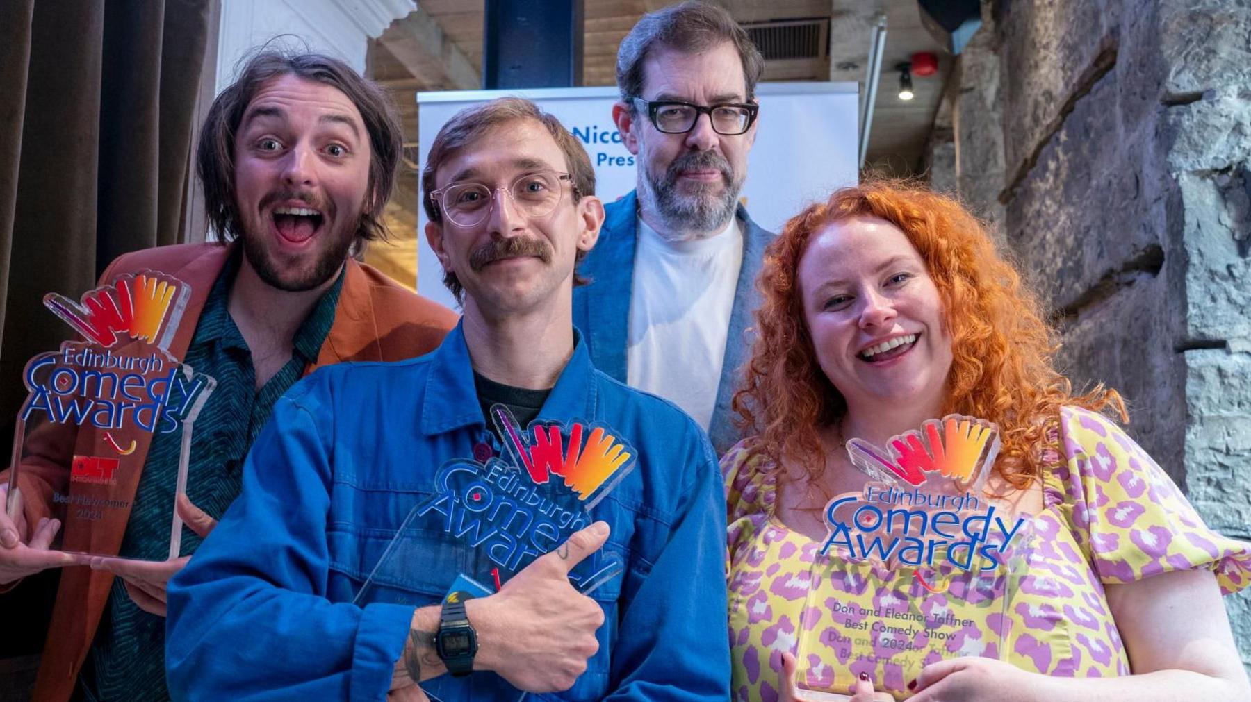 L-R Joe Kent-Walters, Rob Copland, Richard Osman and Amy Gledhill 