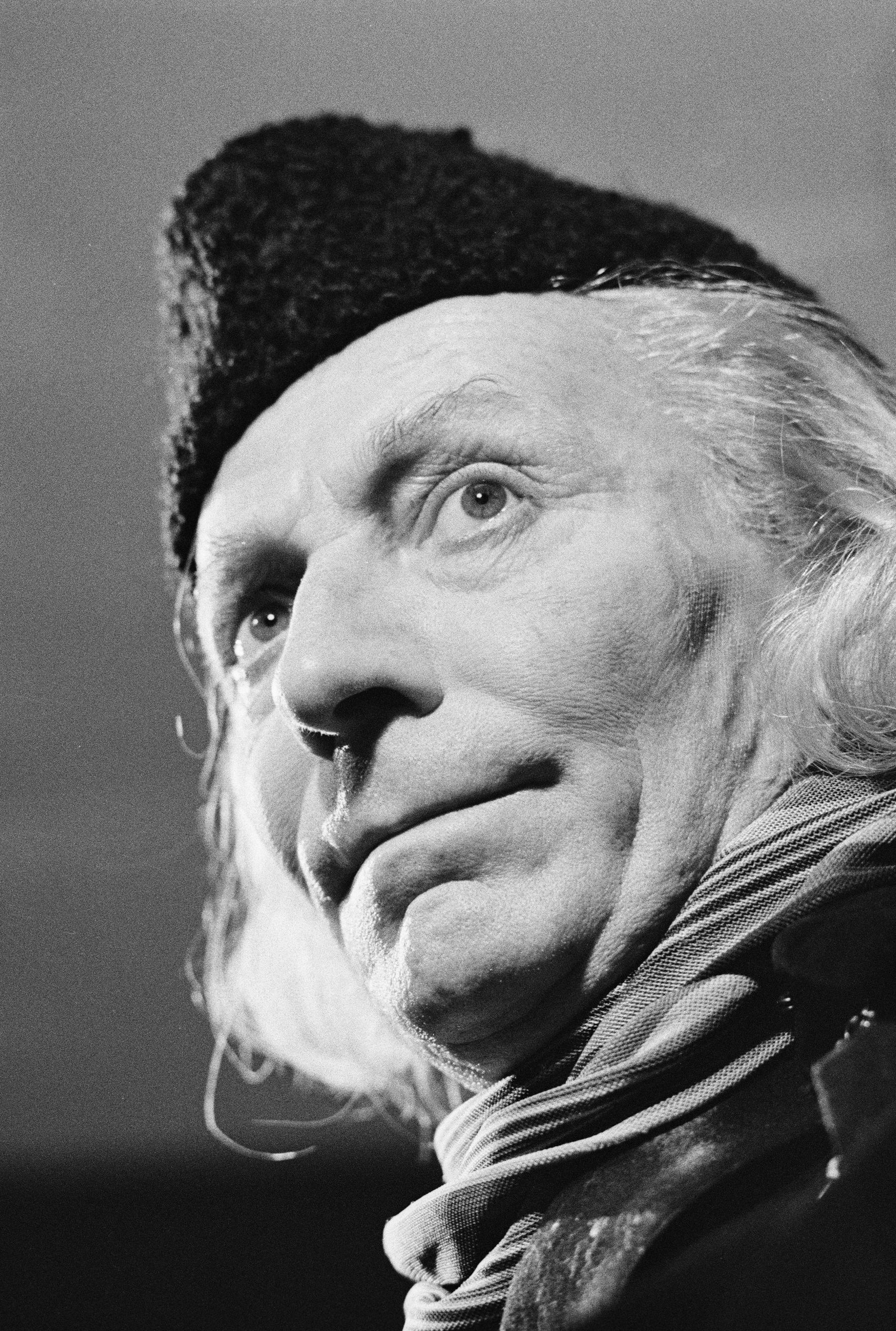 Black and white portrait of William Hartnell as The Doctor