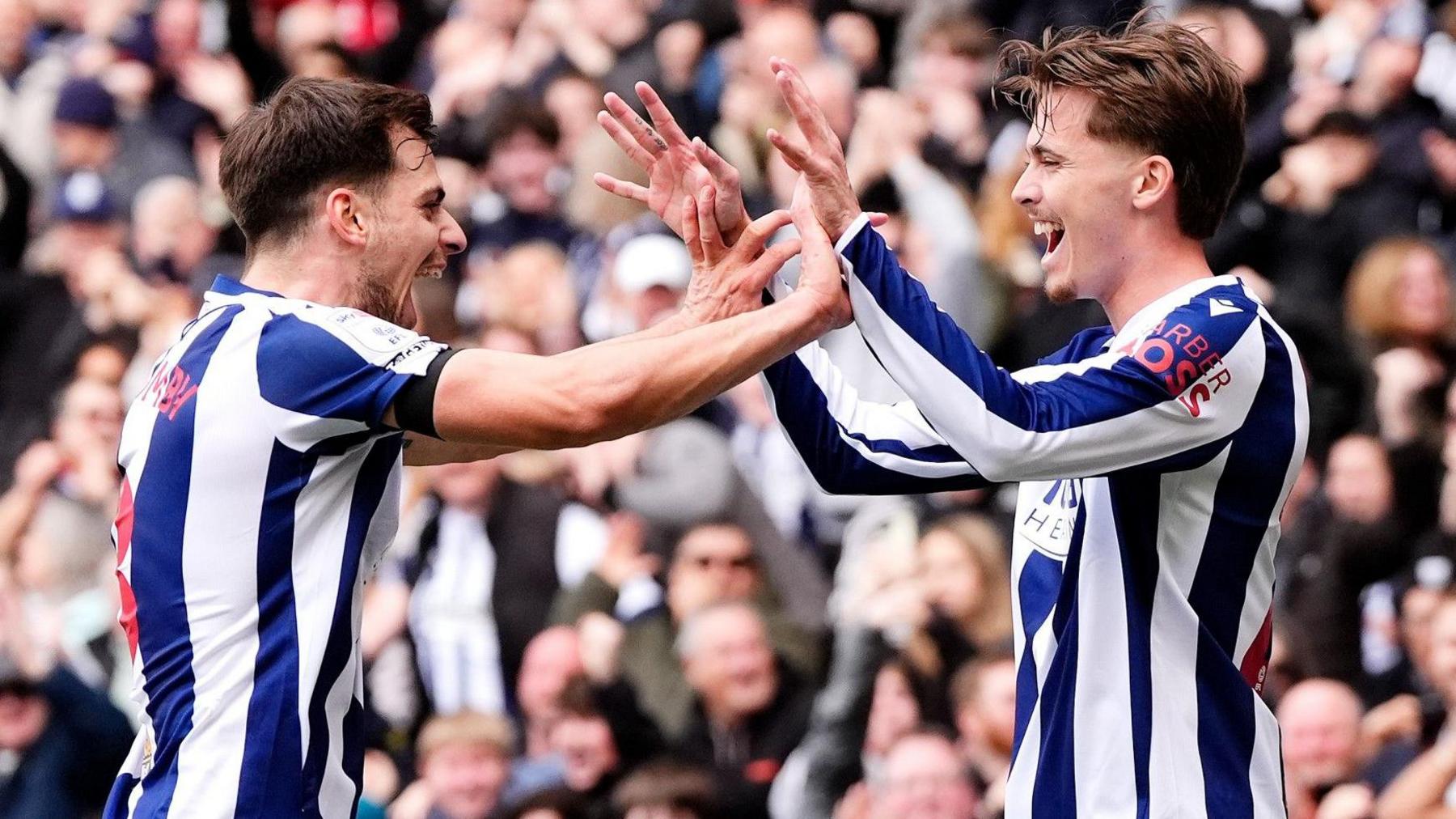 West Bromwich Albion's Isaac Price (right) and Jayson Molumby celebrate