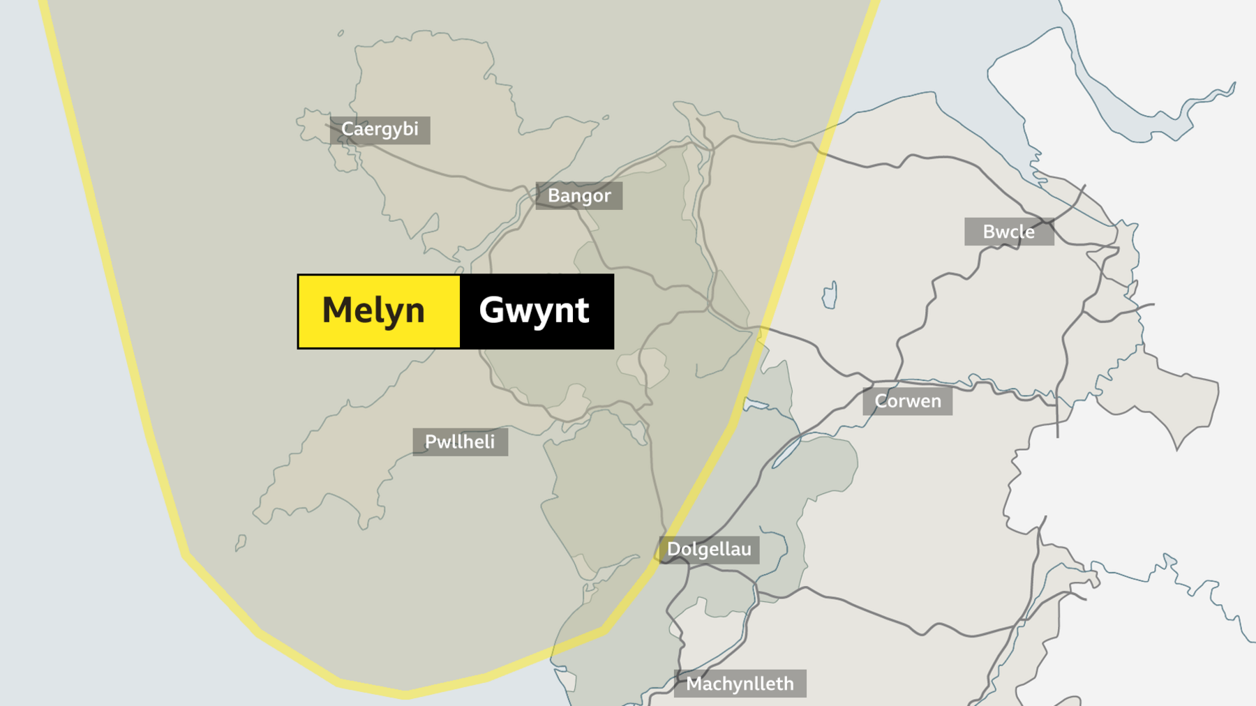 Map o'r rhybudd tywydd