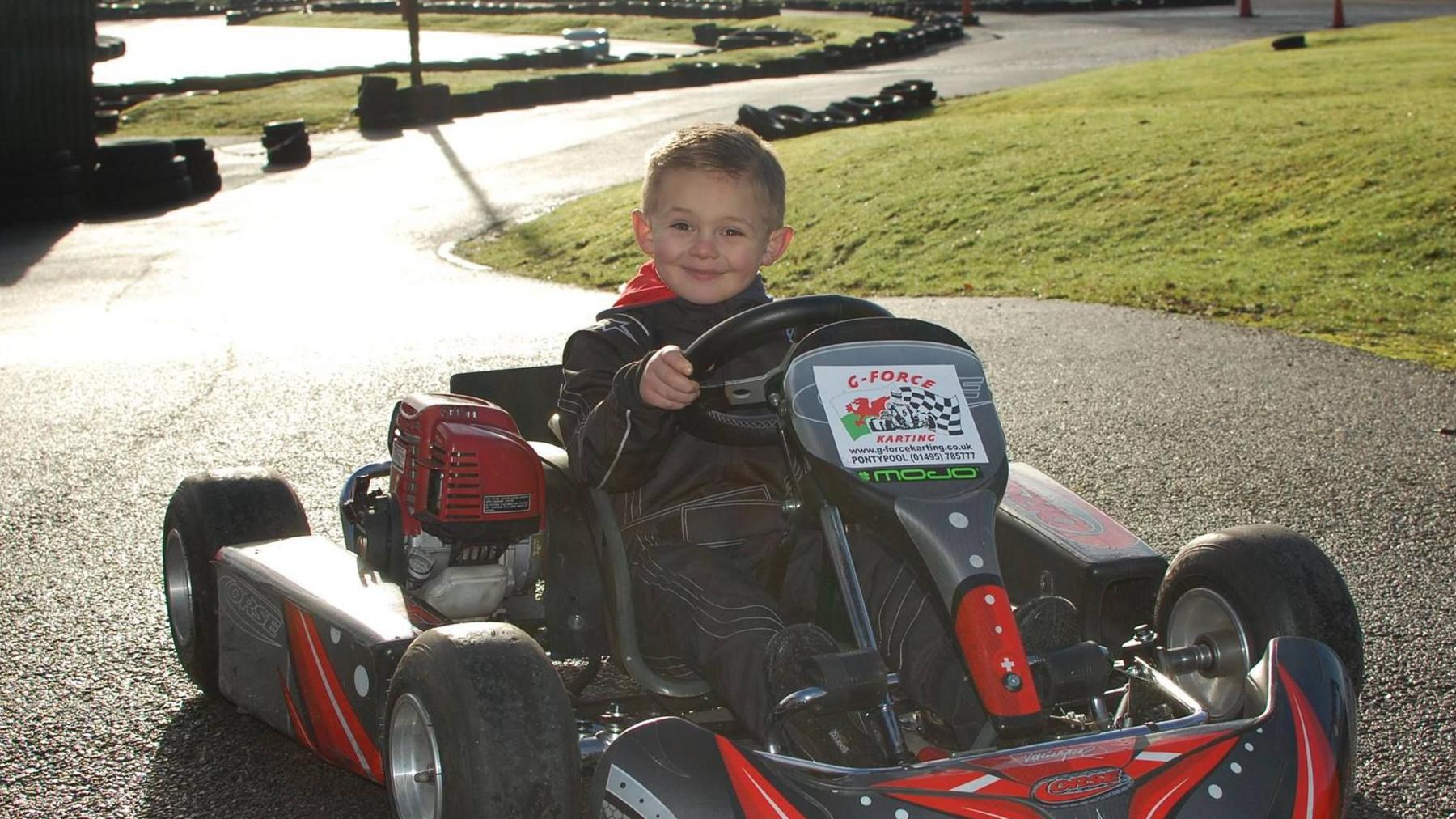 Young Caleb on the racing track 