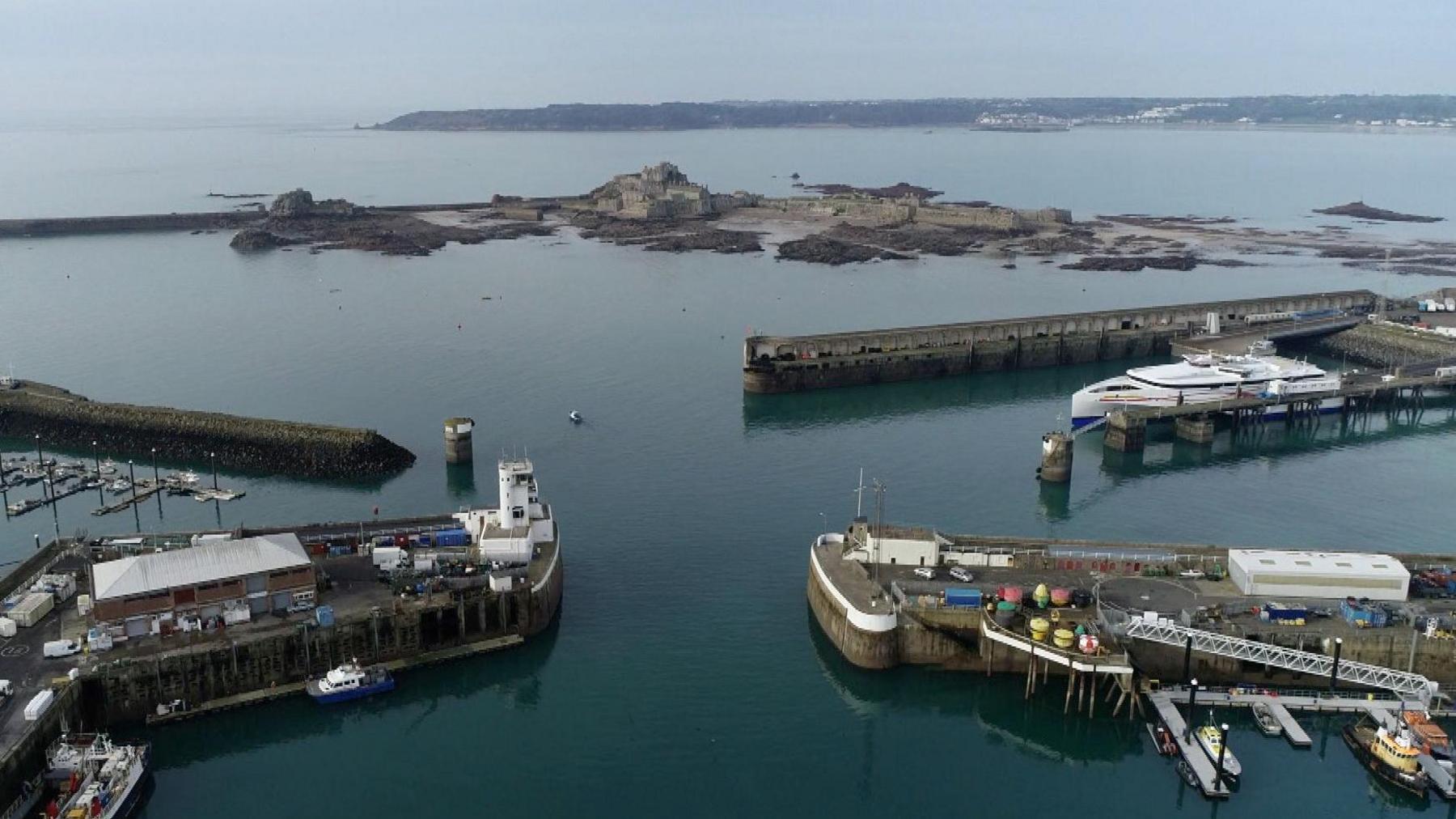 Jersey harbour aerial