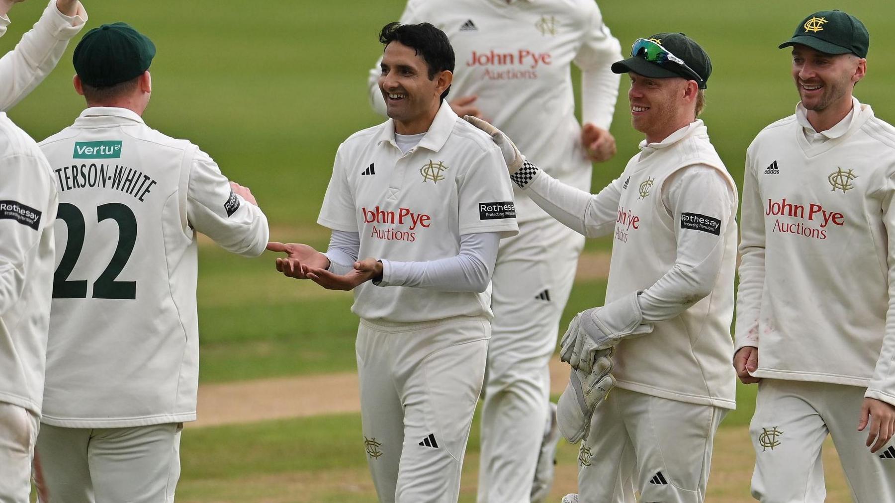 Nottinghamshire celebrate wicket