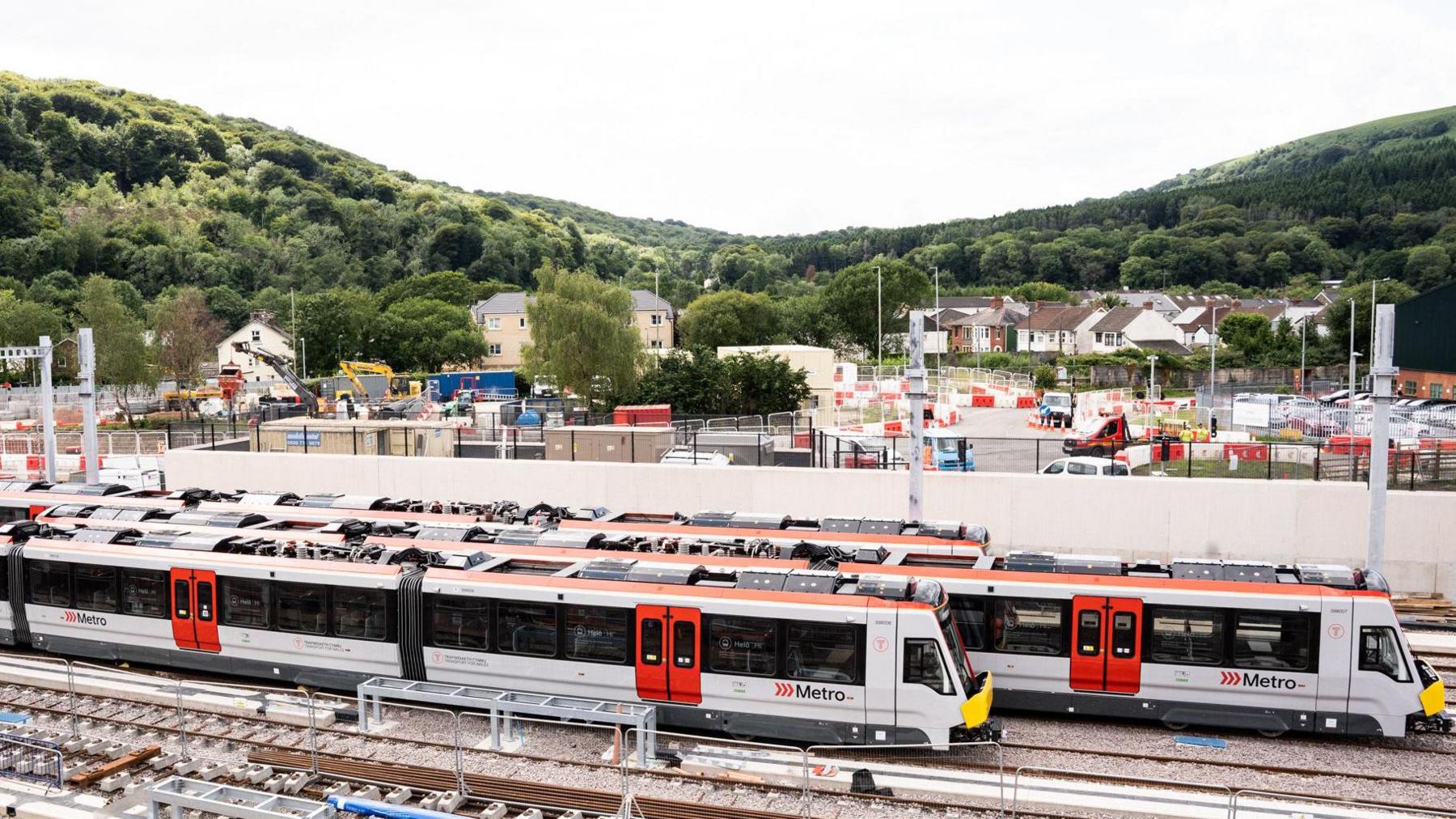 tram trains in the depot