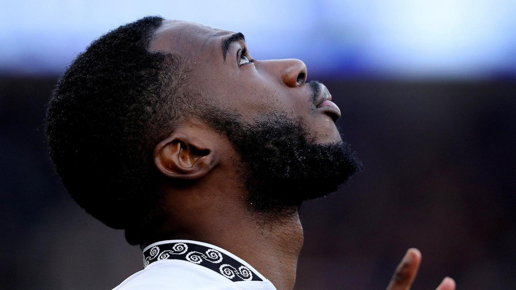 A close-up of Corey Blackett-Taylor looking up while playing for Derby County