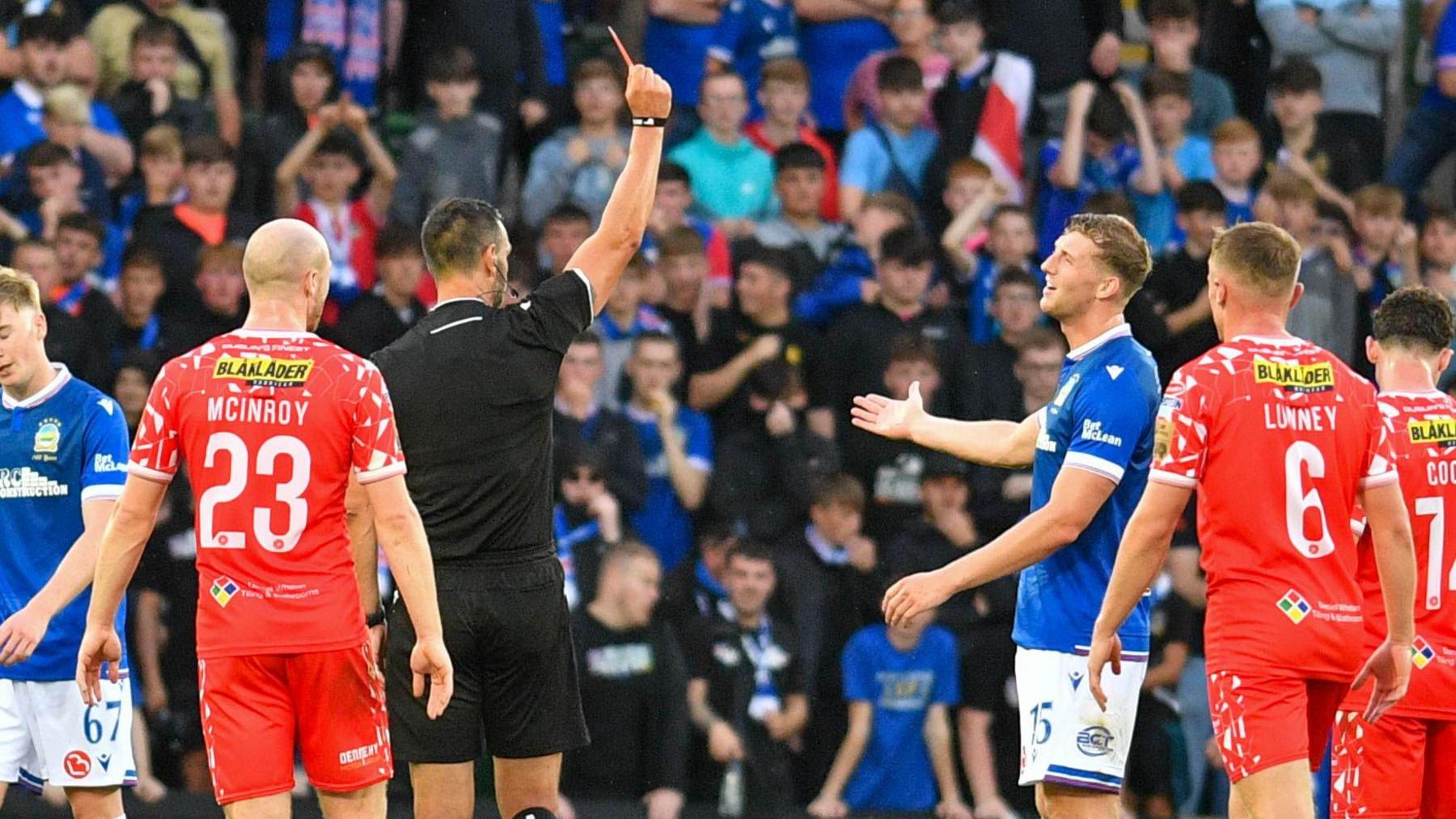 Ben Hall is sent off