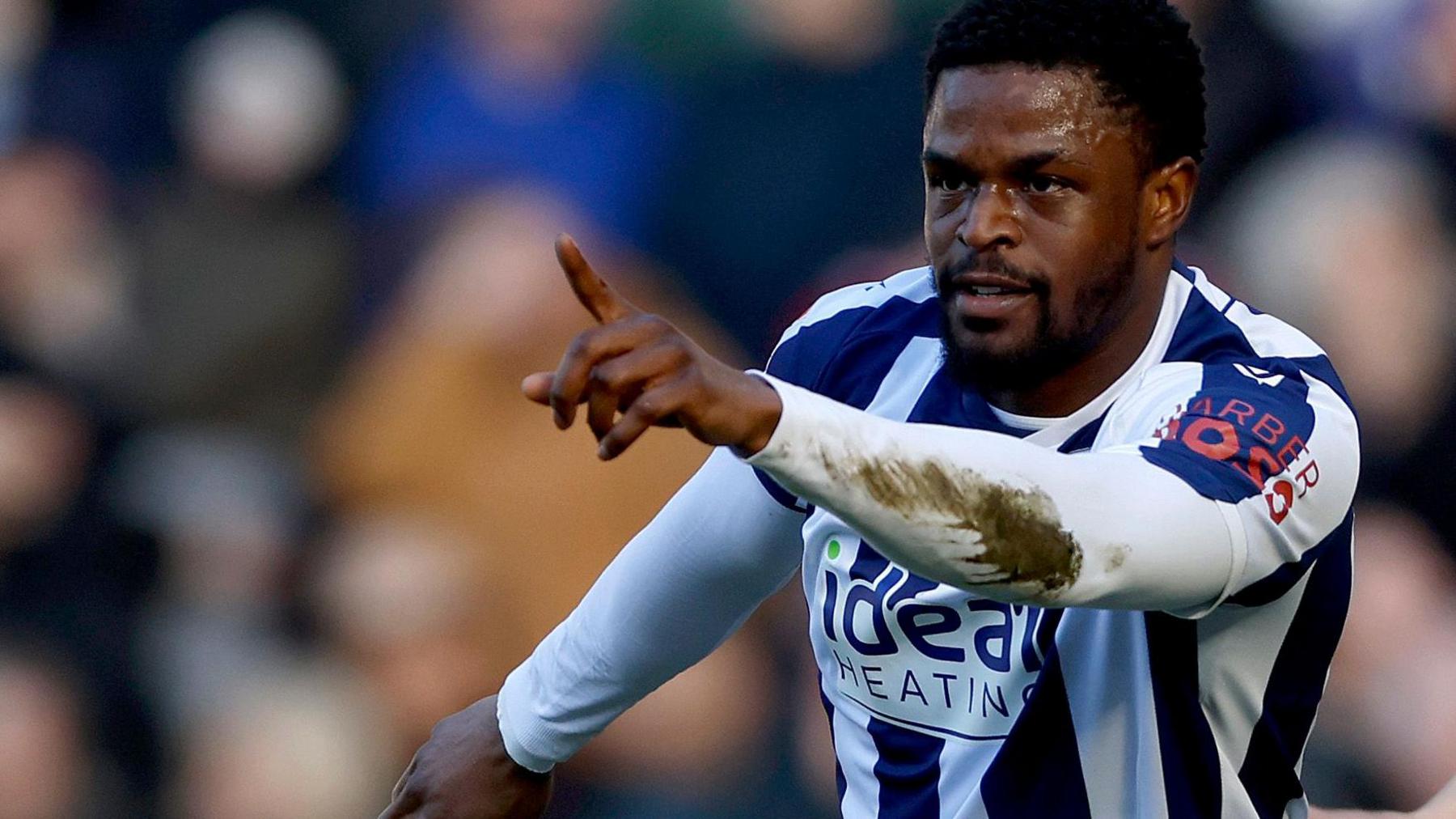 West Bromwich Albion striker Josh Maja celebrates his goal