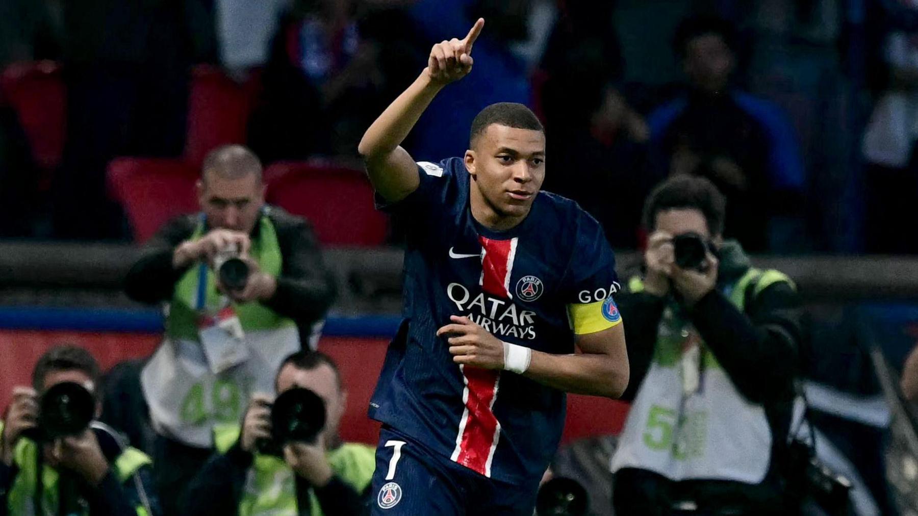 Kylian Mbappe celebrates his goal