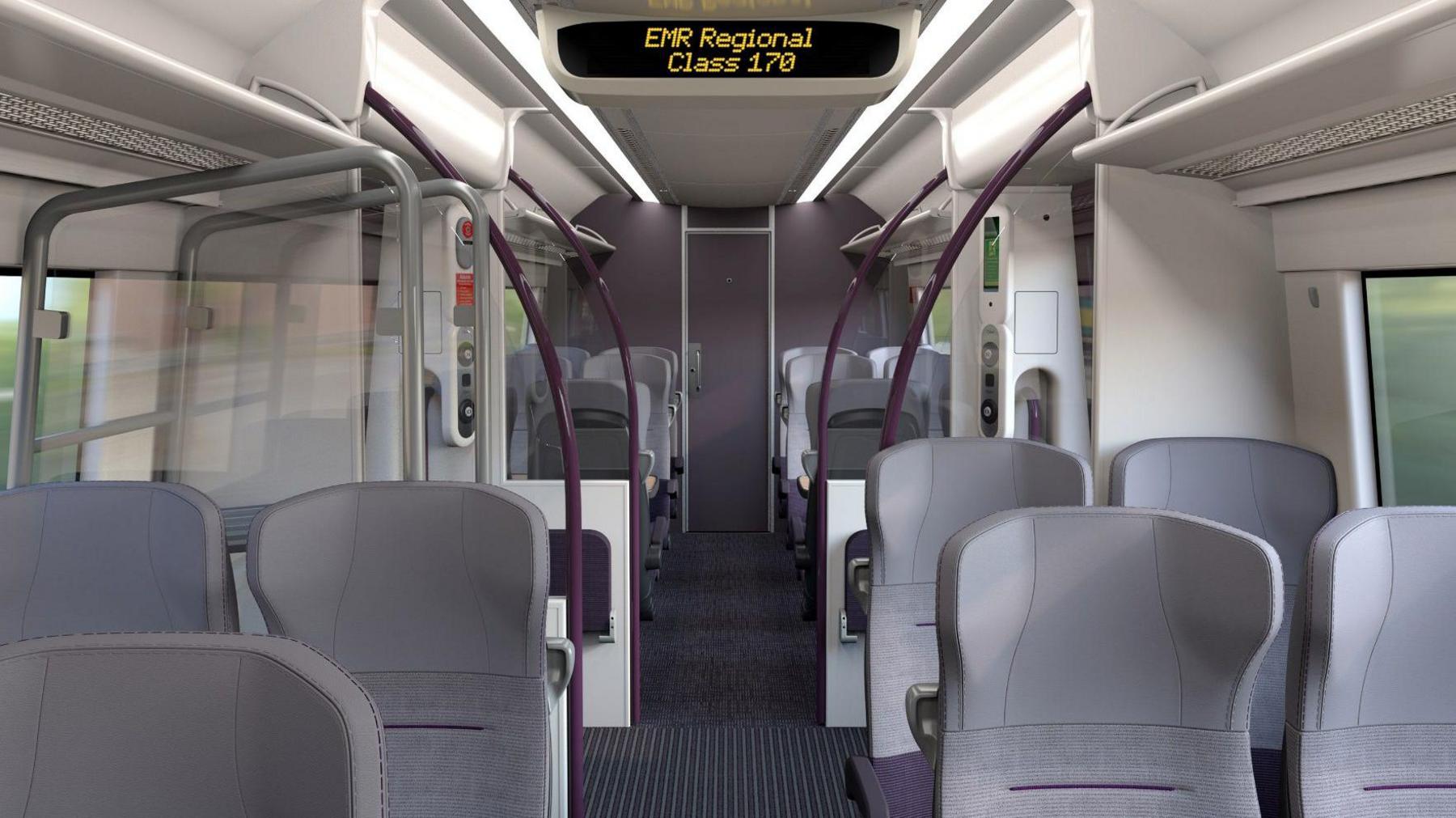 Concept image of the interior of a refurbished EMR train carriage