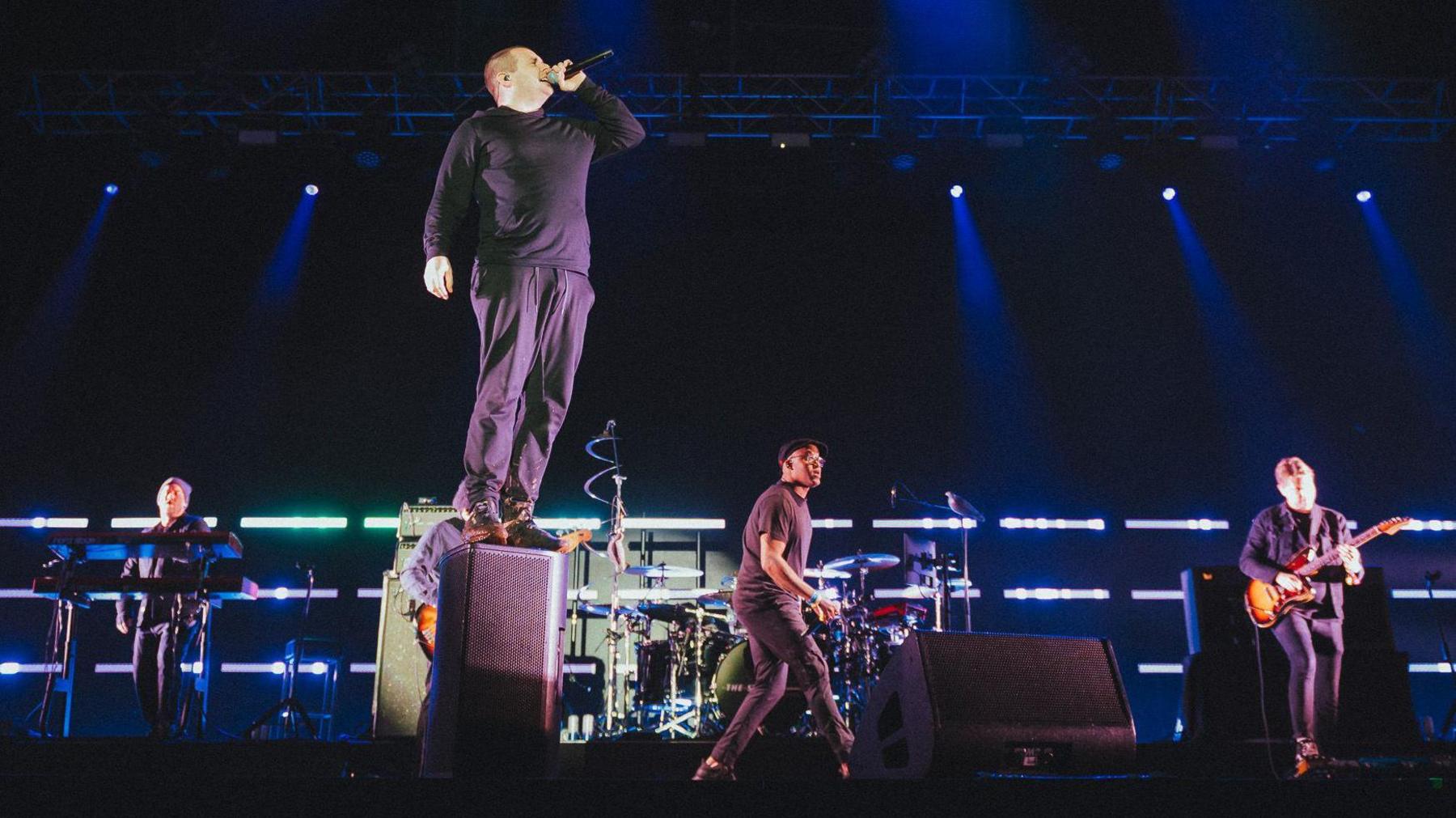 The Streets band on stage performing