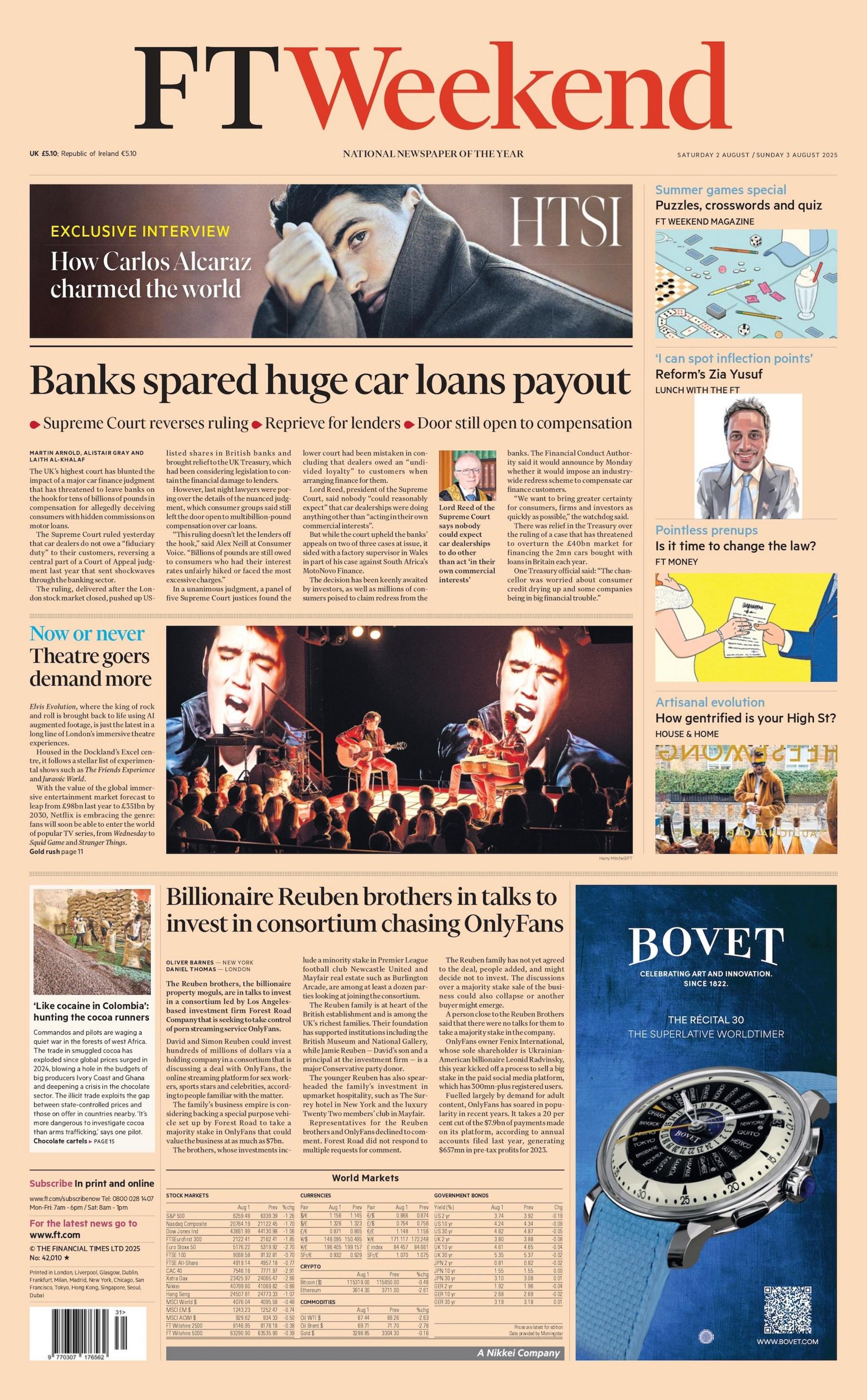 "Banks spared huge car loans payout" reads the headline on the front page of the Financial Times.
