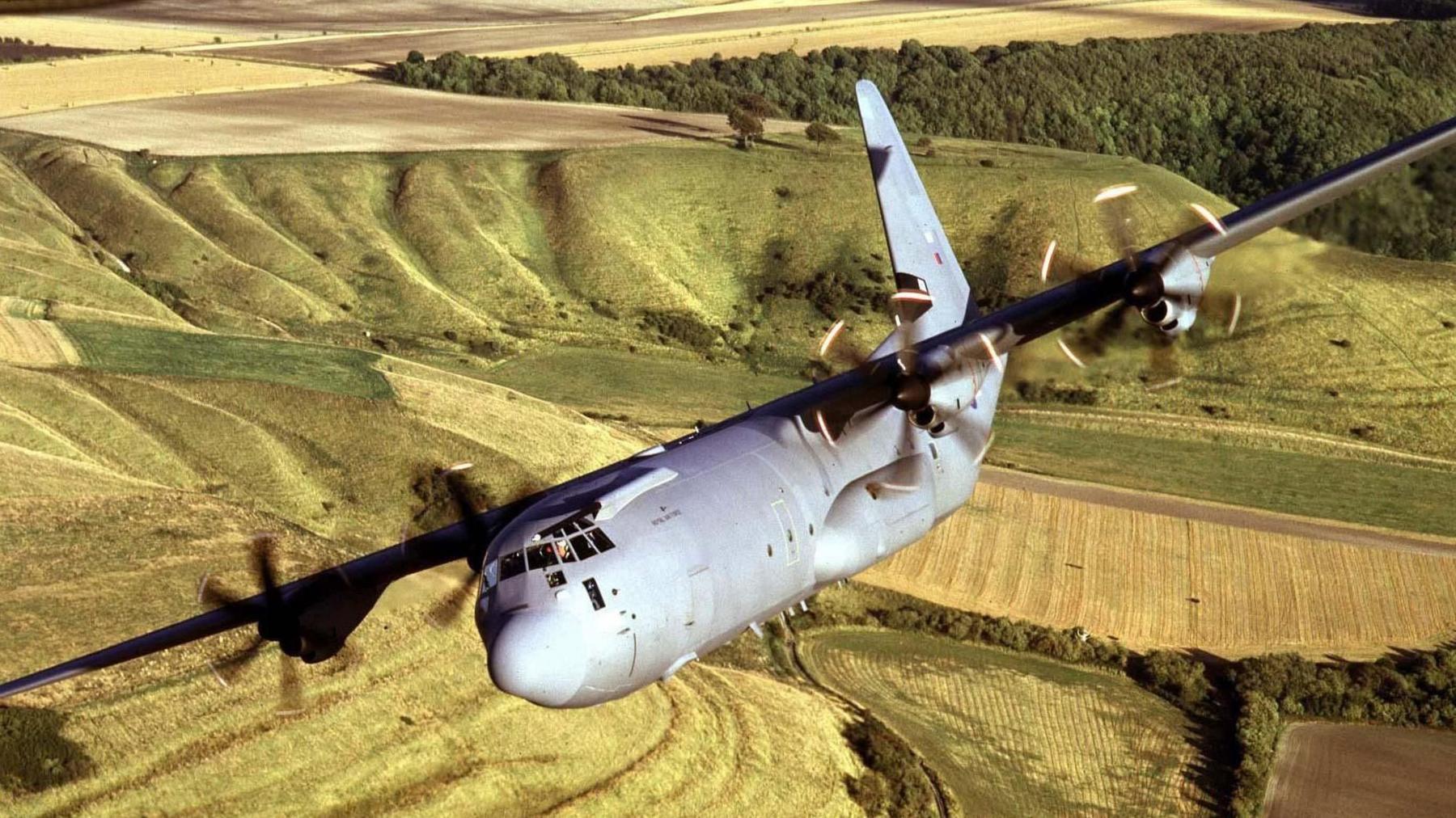 A C130-J Hercules transport aircraft similar to the RAF Hercules plane that has crashed north of Baghdad, Iraq Sunday January 30th 2005