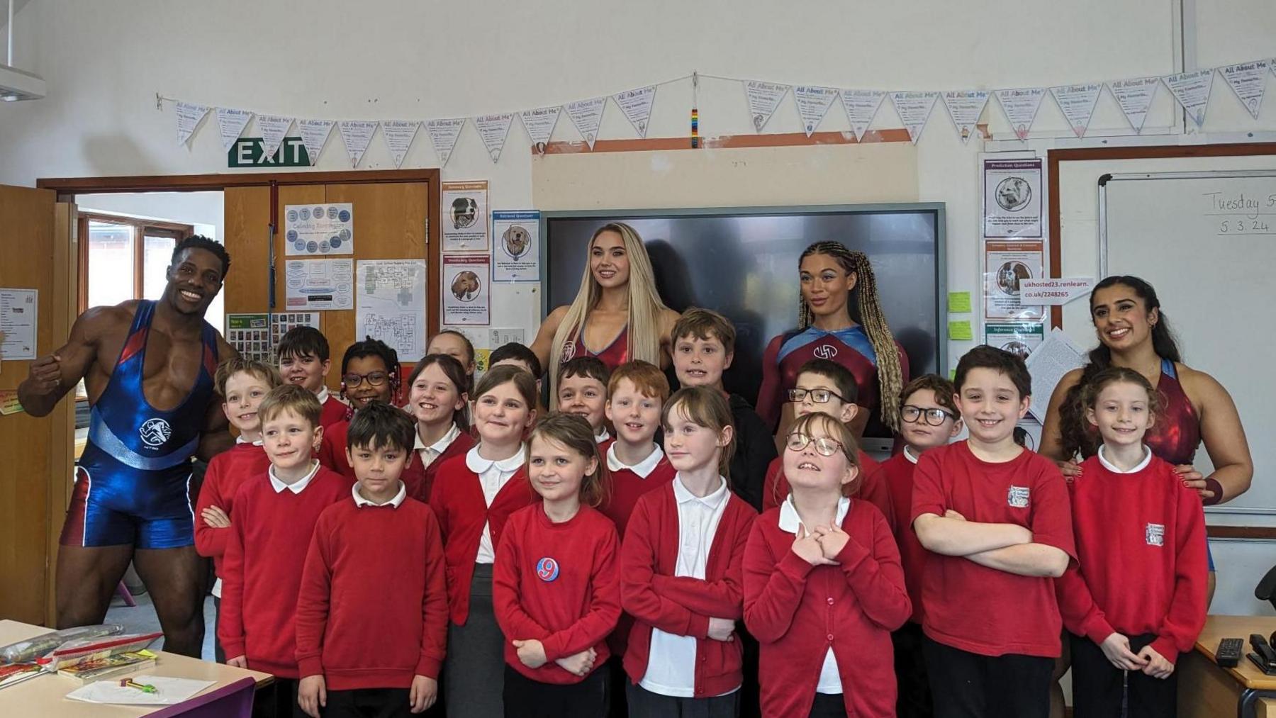 Four Gladiators with Sudbury school children