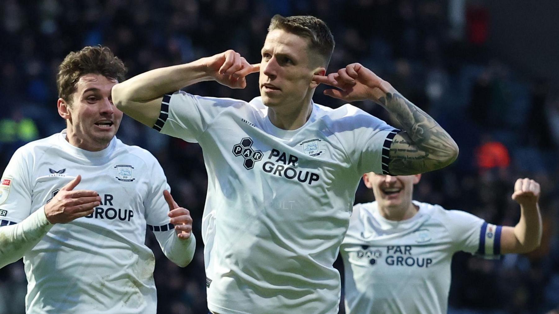 Emil Riis celebrates his goal against Middlesbrough