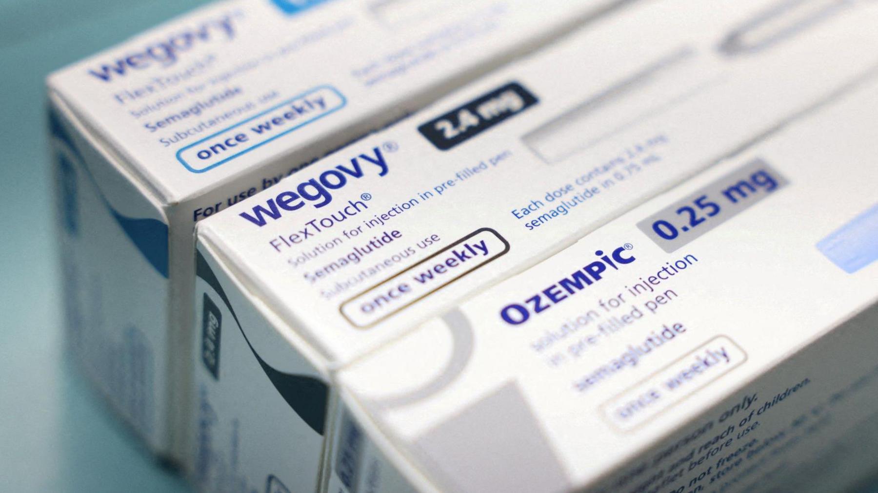 Boxes of Ozempic and Wegovy medication