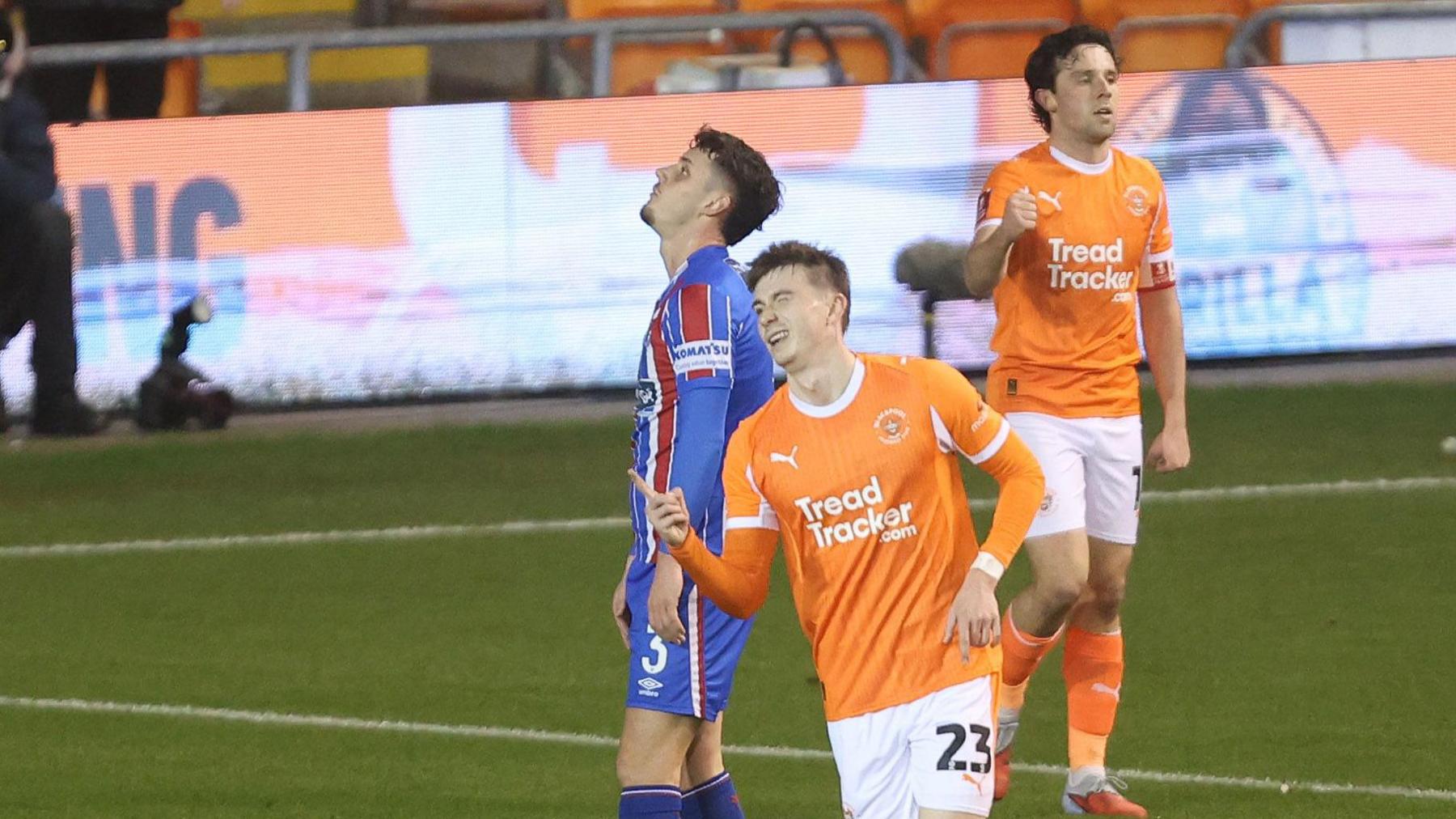 Blackpool's Scott Banks celebrates scoring against Carlisle in the FA Cup