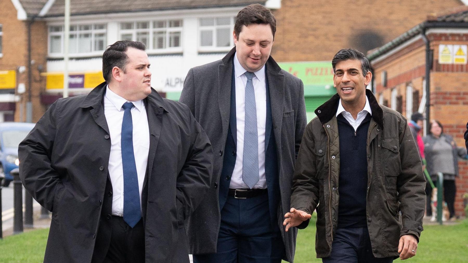 Prime Minister Rishi Sunak with Darlington Council leader Jonathan Dulston (far left), Tees Valley Mayor Ben Houchen (second left)