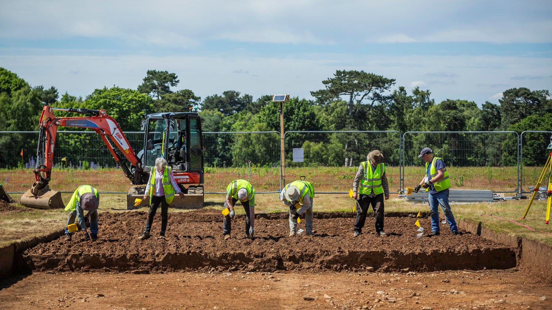 People working on an archaeological dig at Sutton Hoo, Suffolk