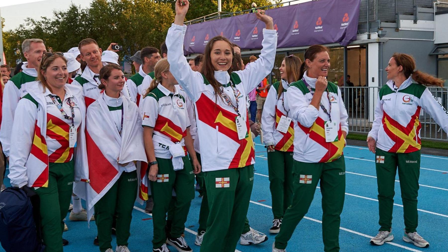 Guernsey athletes at the closing ceremony of the 2023 Island Games