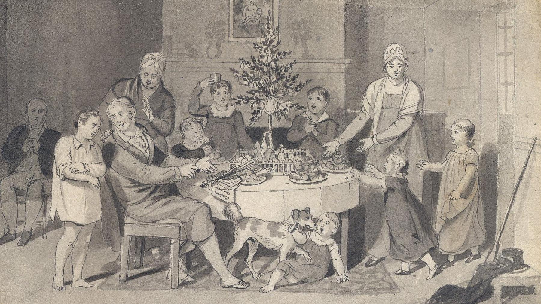 Teulu yn dathlu'r Nadolig