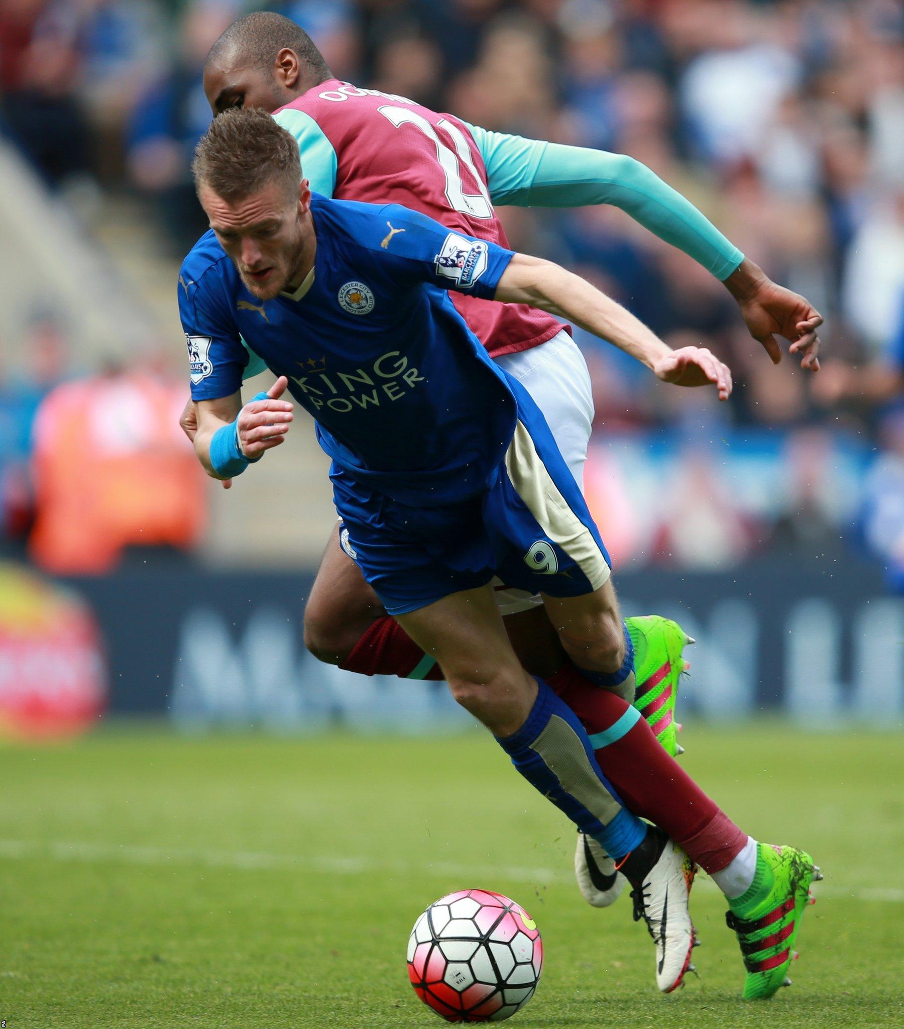 Jamie Vardy and Angelo Ogbonna