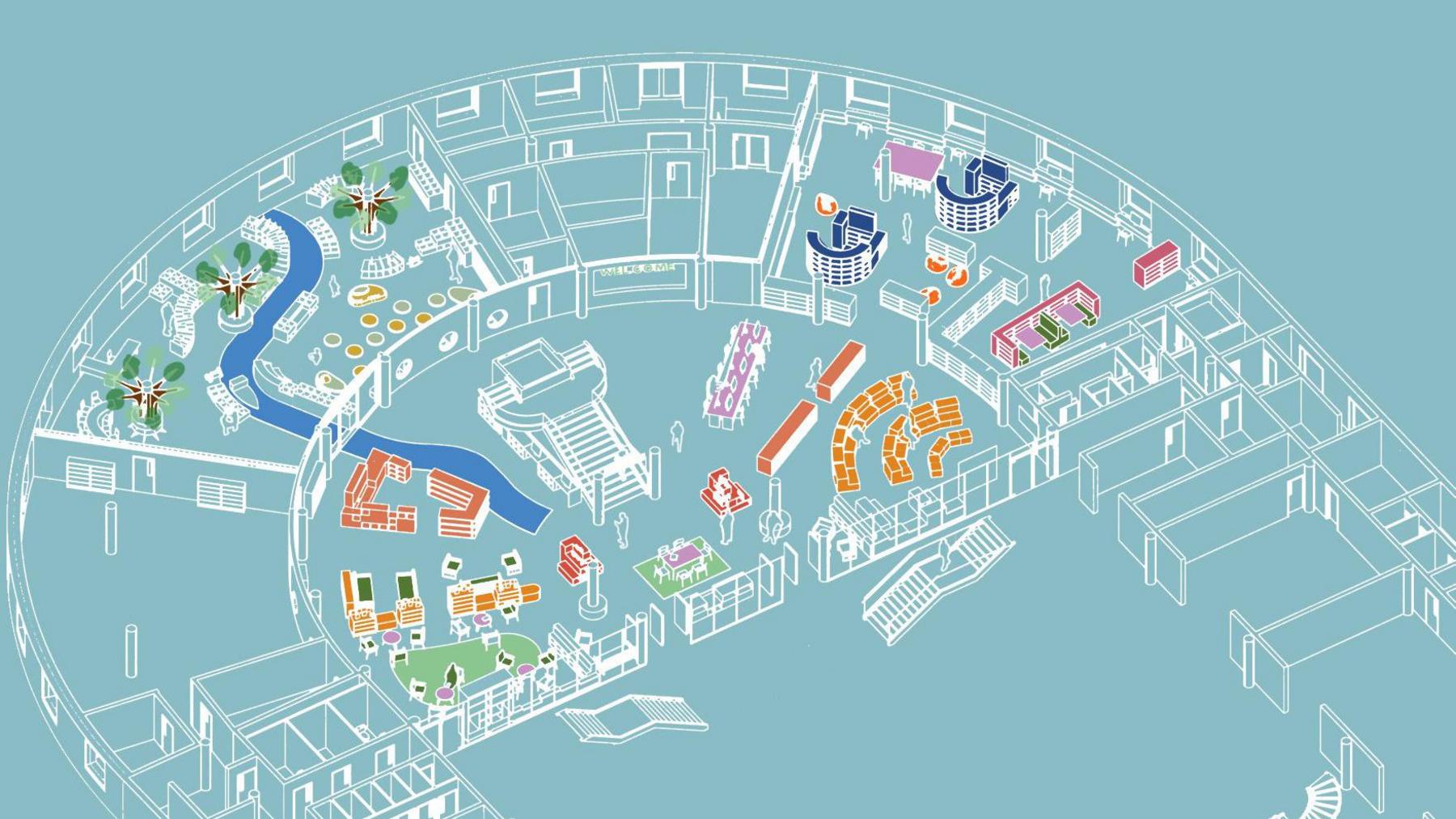 An artist impression of what the ground floor of the Norfolk and Norwich Millennium Library could look like once the refurbishment work is complete. Works on the ground floor includes improves to the children's and early years areas.
