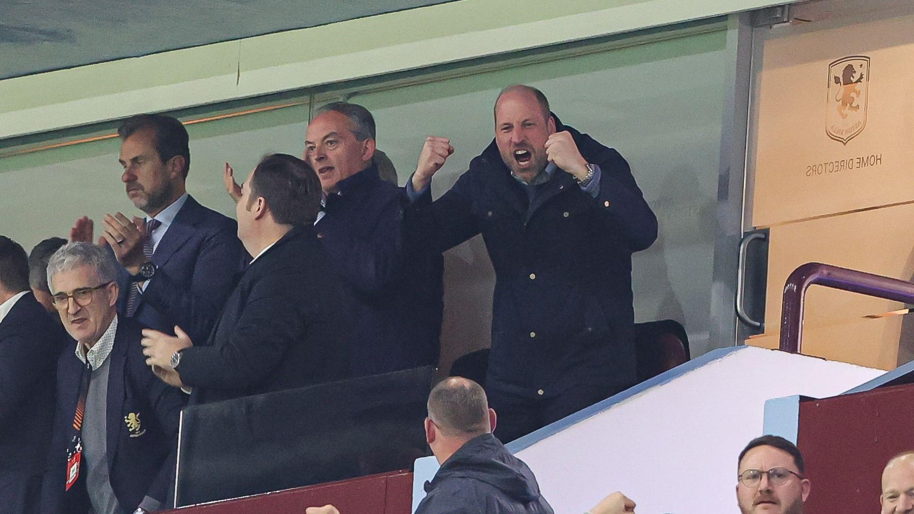 Prince William celebrating Aston Villa's win