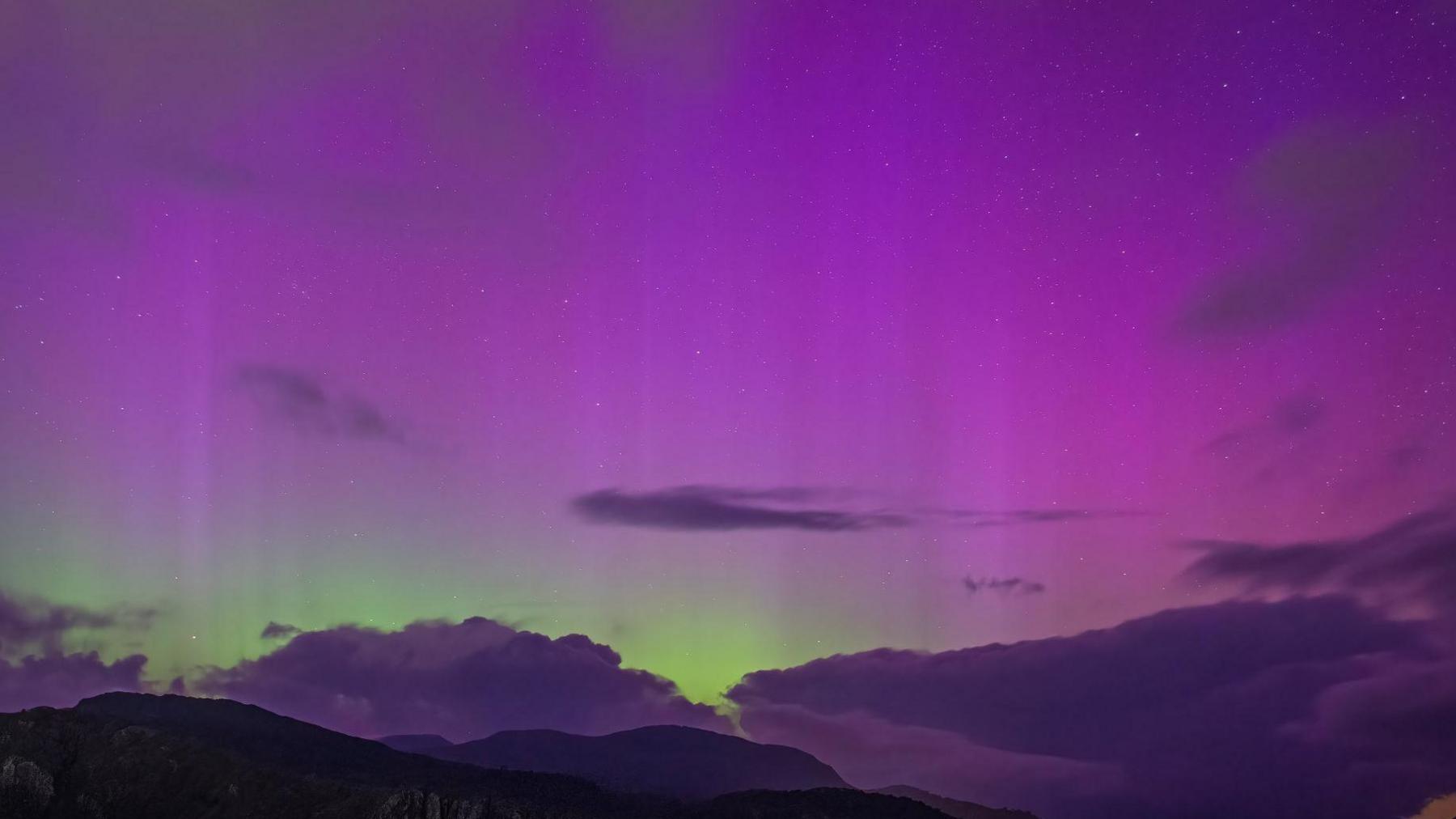 Northern Lights from Porthmadog bypass, Gwynedd