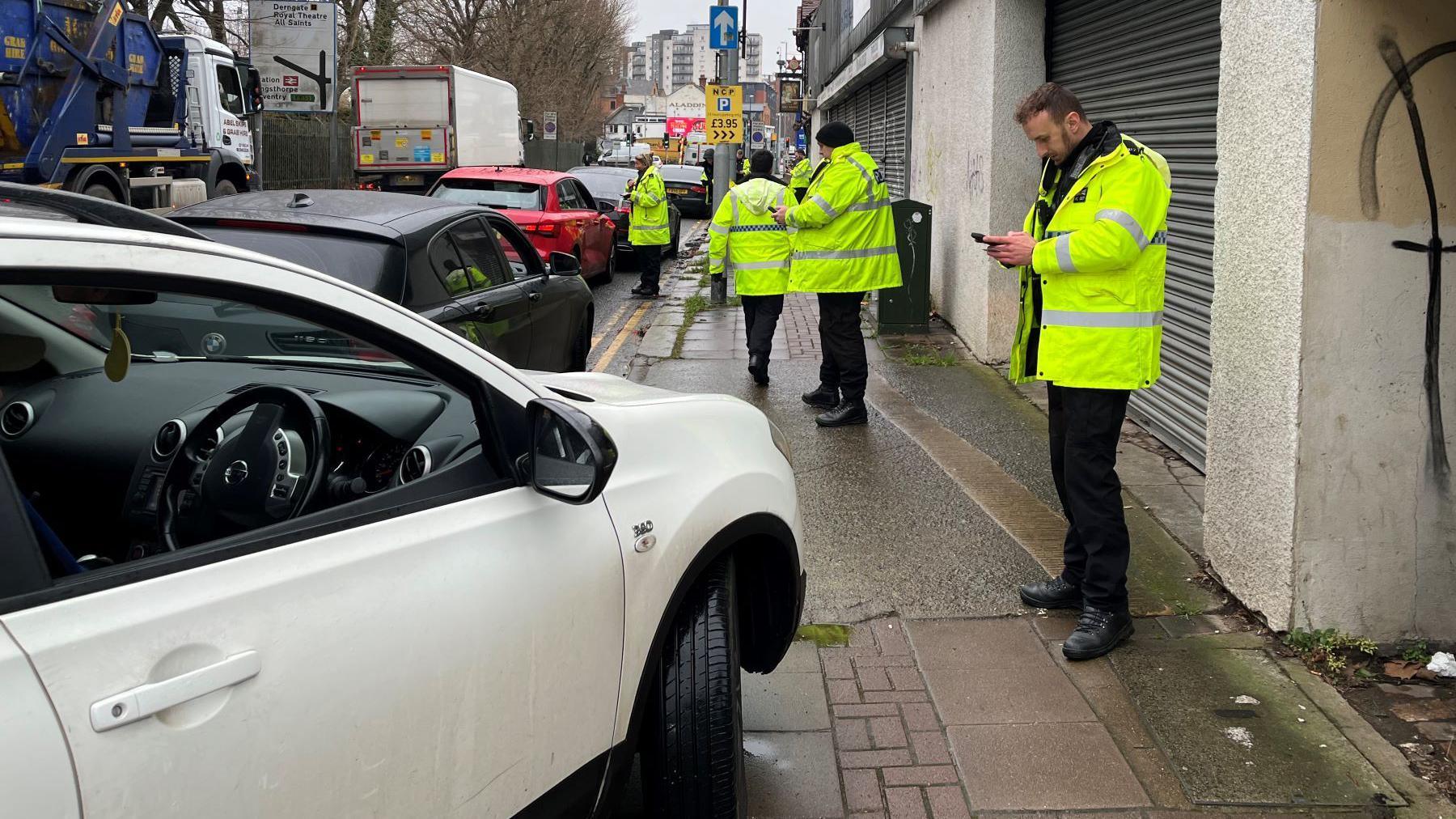 Police officers in Cattle Market Road, Northampton