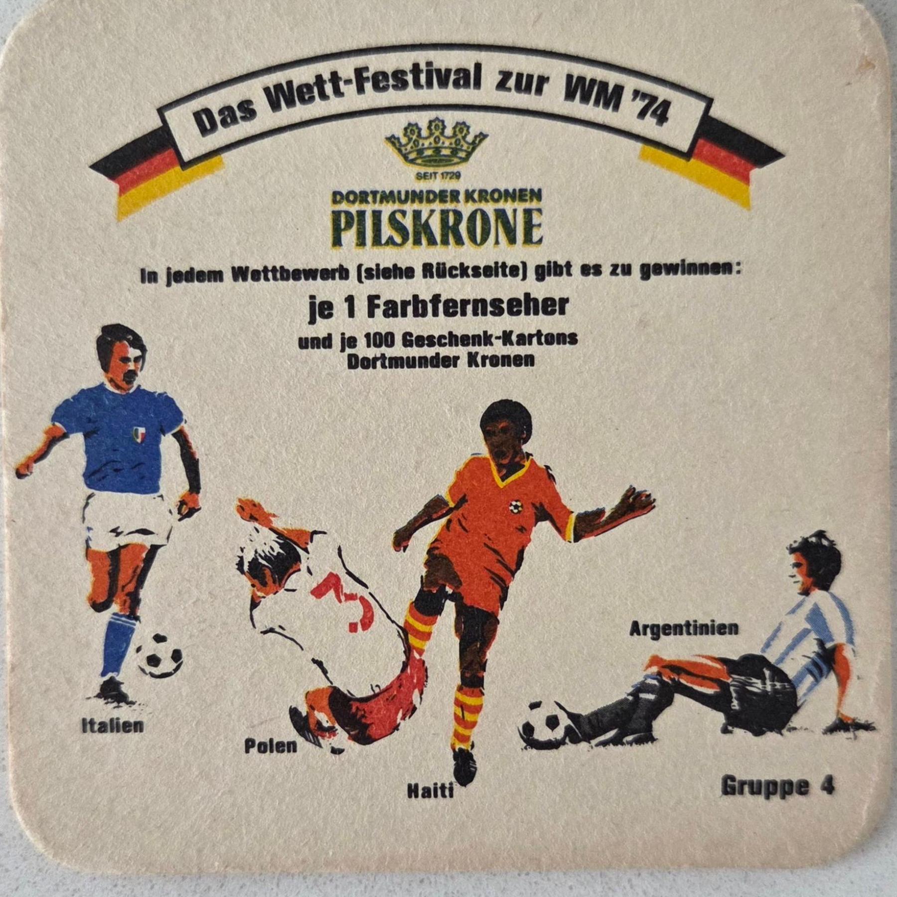 A beer mat from the 1974 World Cup