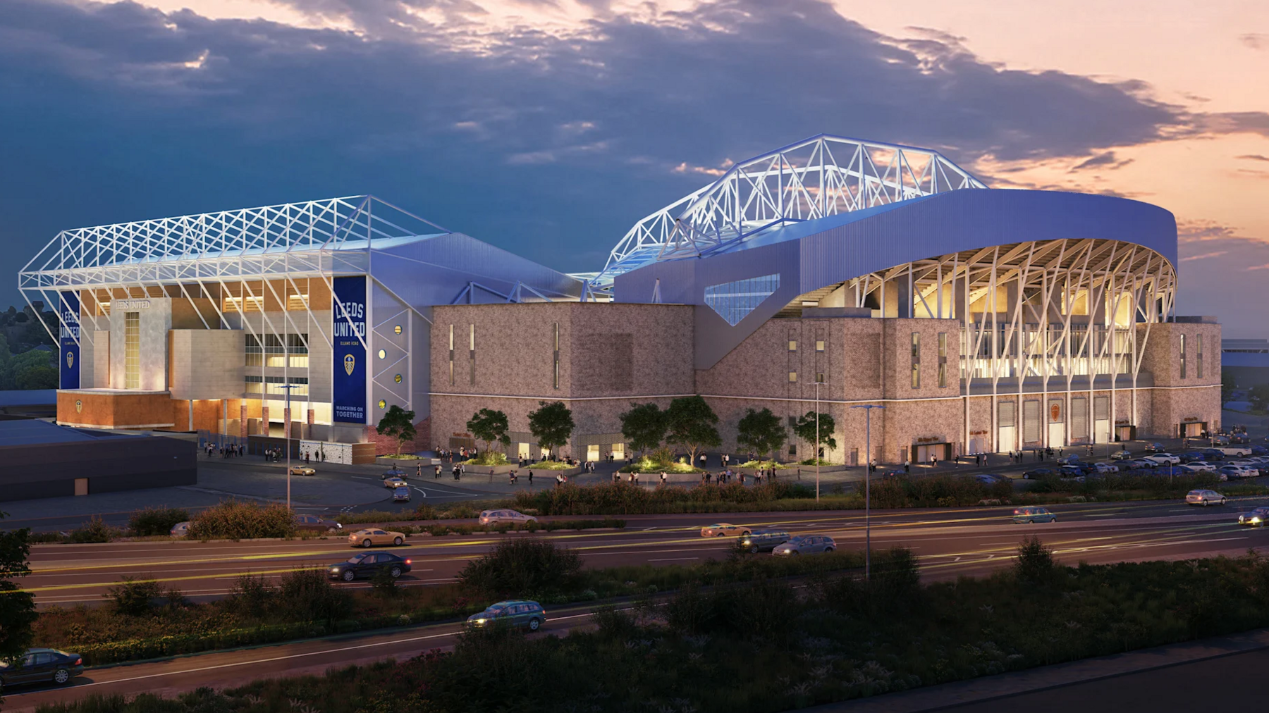 Computer generated image showing plans to redevelop Leeds United's Elland Road home
