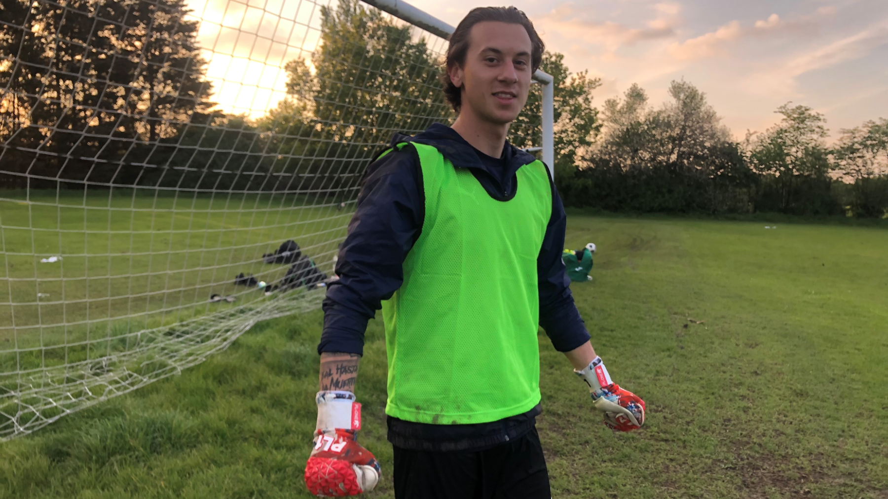 Luis Shamshoum stands in goal