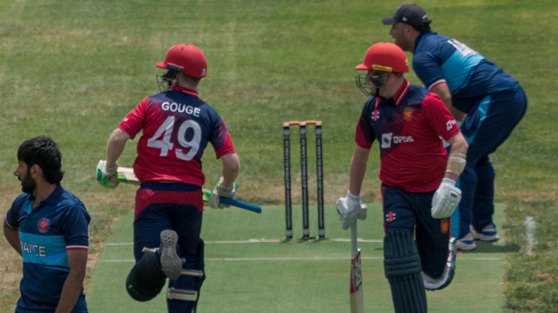 Jersey batters in action against France