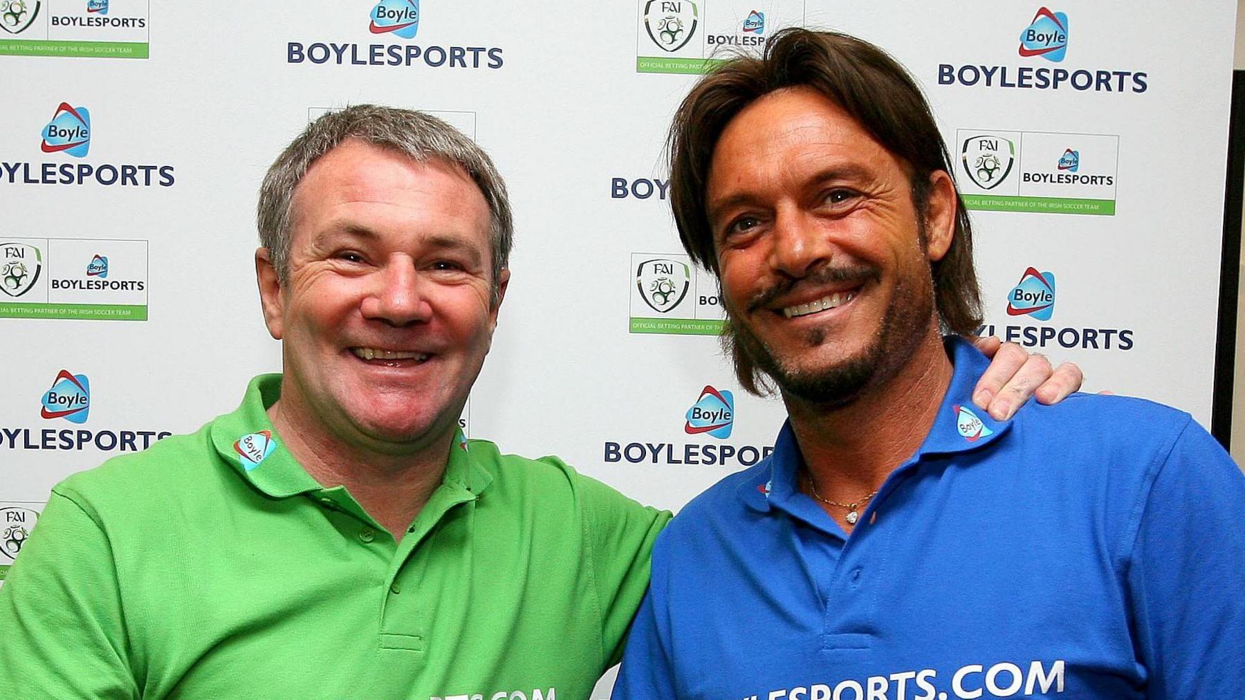 Ray Houghton with 'Toto' Schillaci