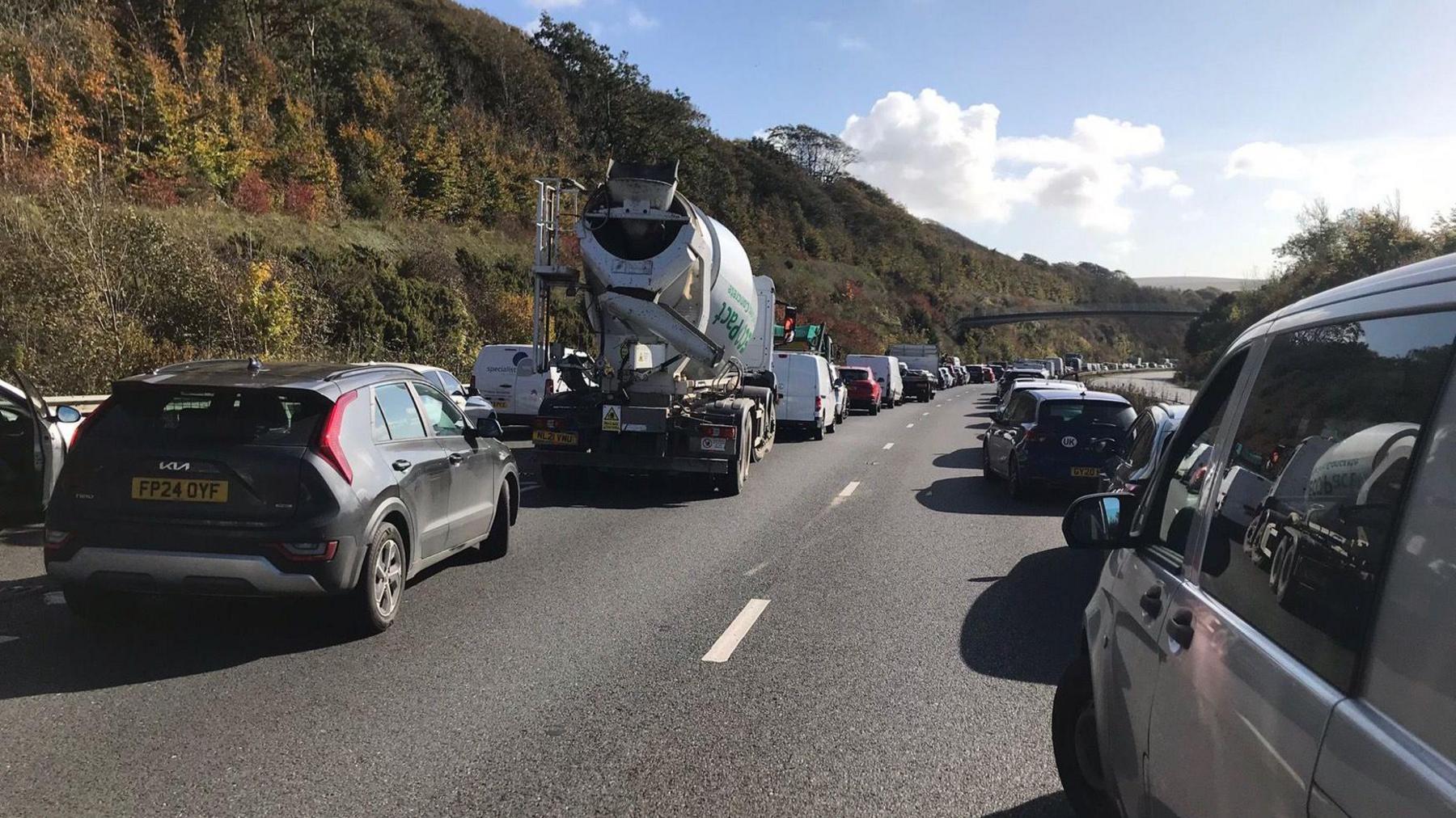 Traffic on the A27, near Falmer