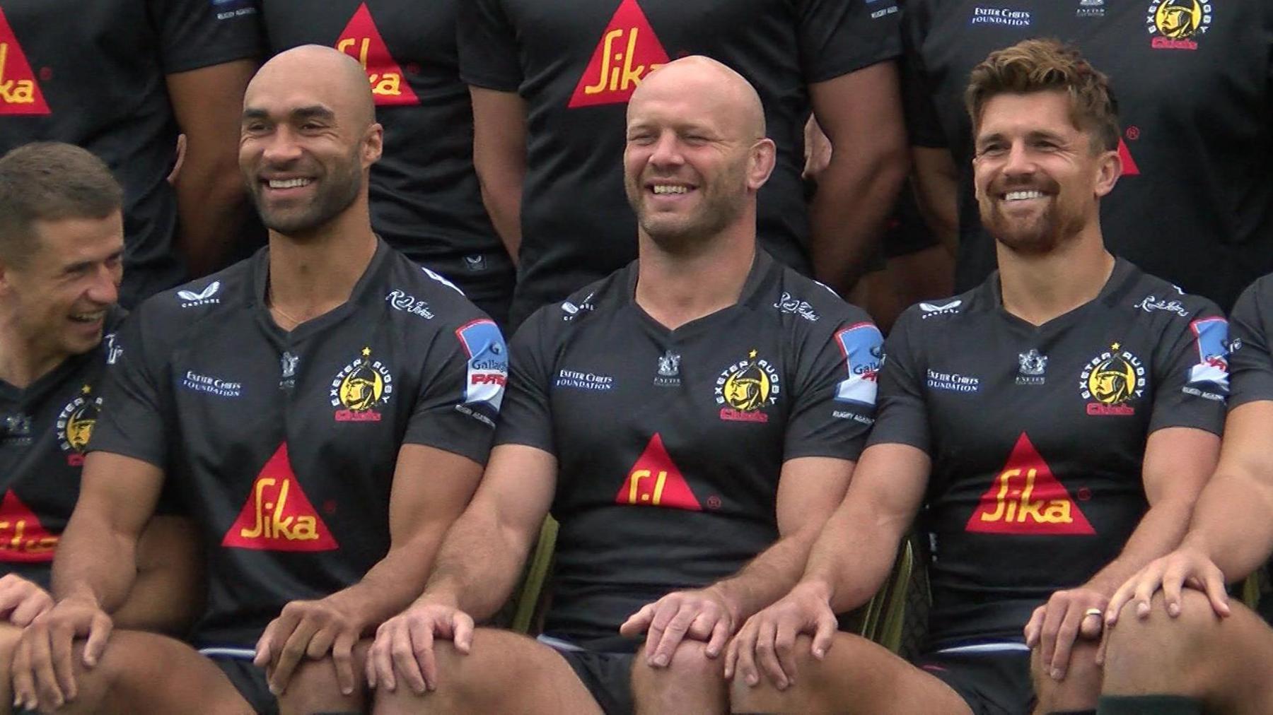 Exeter players such as Olly Woodburn, Jack Yeandle and Henry Slade have all do the 'Jimmy Nine' for this year's team photo