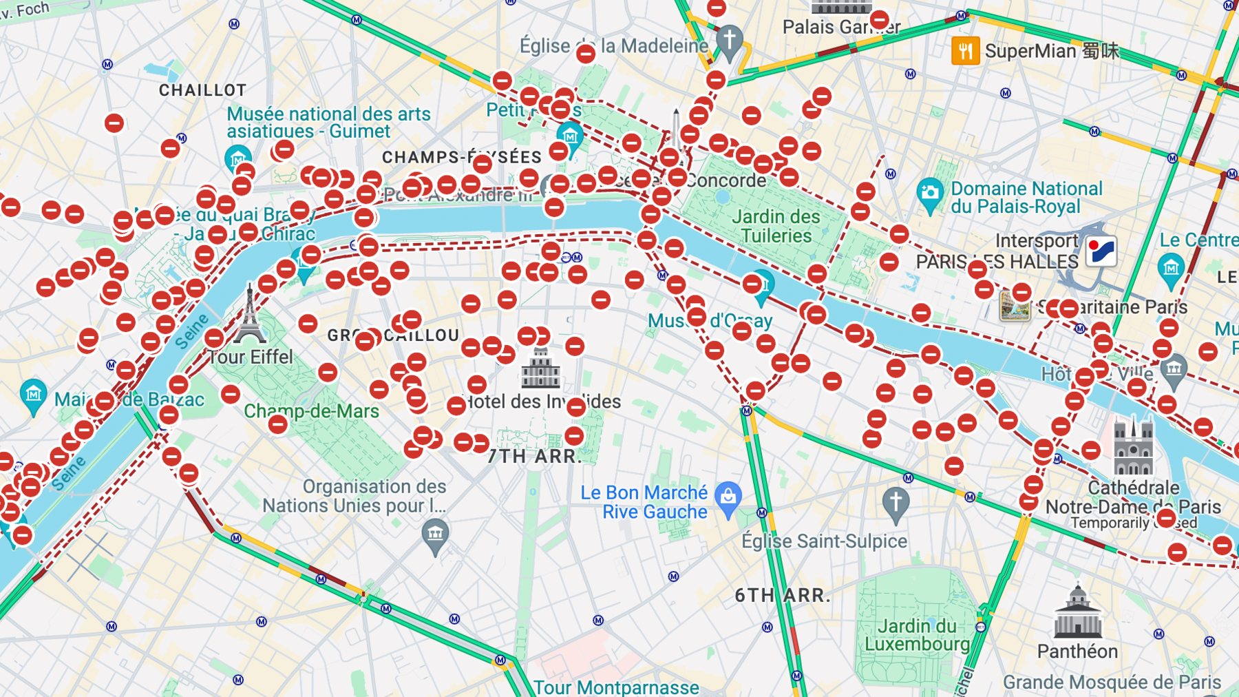 Road closures in Paris