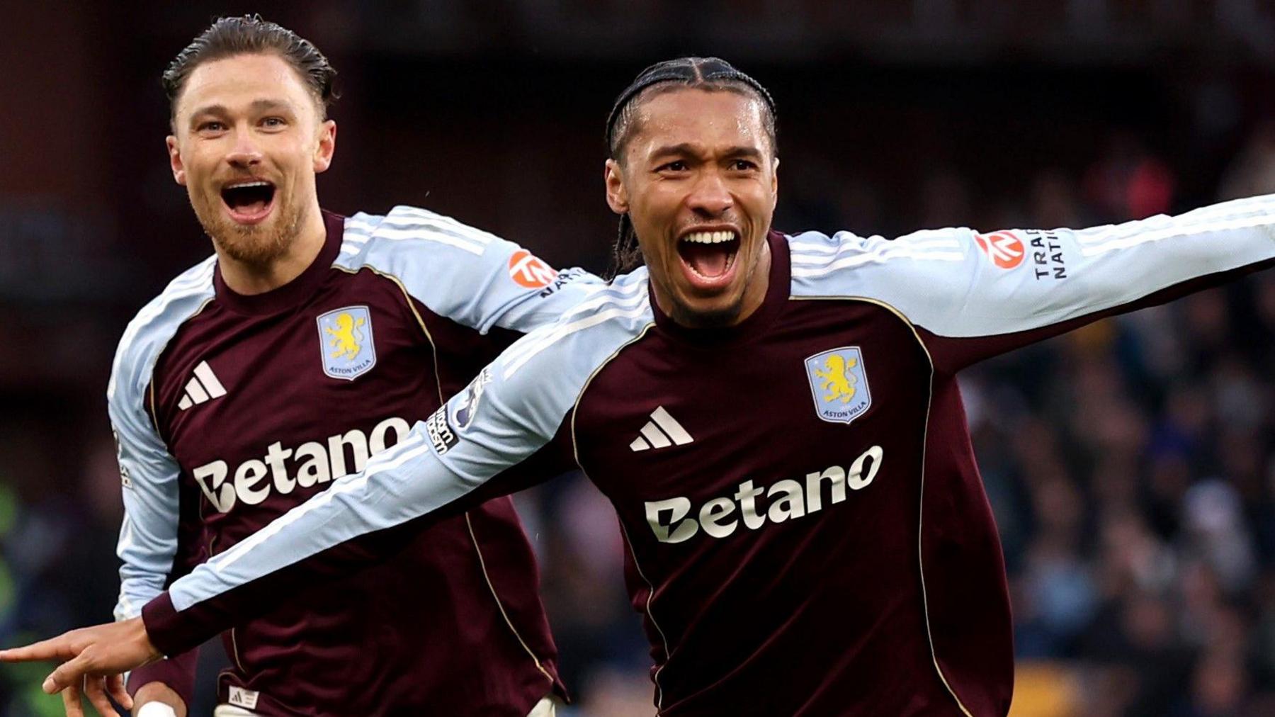 Boubacar Kamara celebrates his goal against Wolves