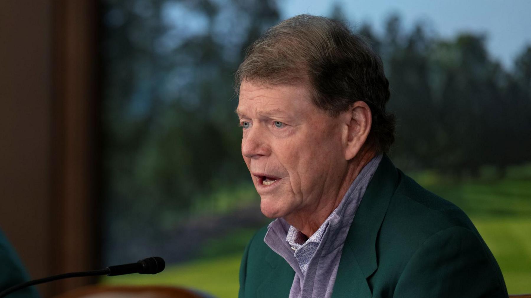 Tom Watson speaks at a 2026 Masters news conference