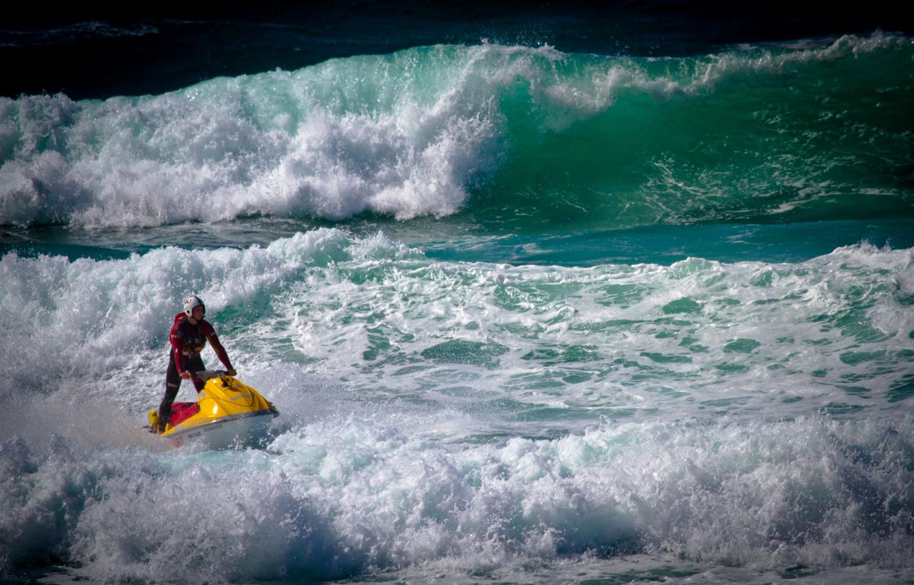 RNLI lifeguard on Rescue Water Craft