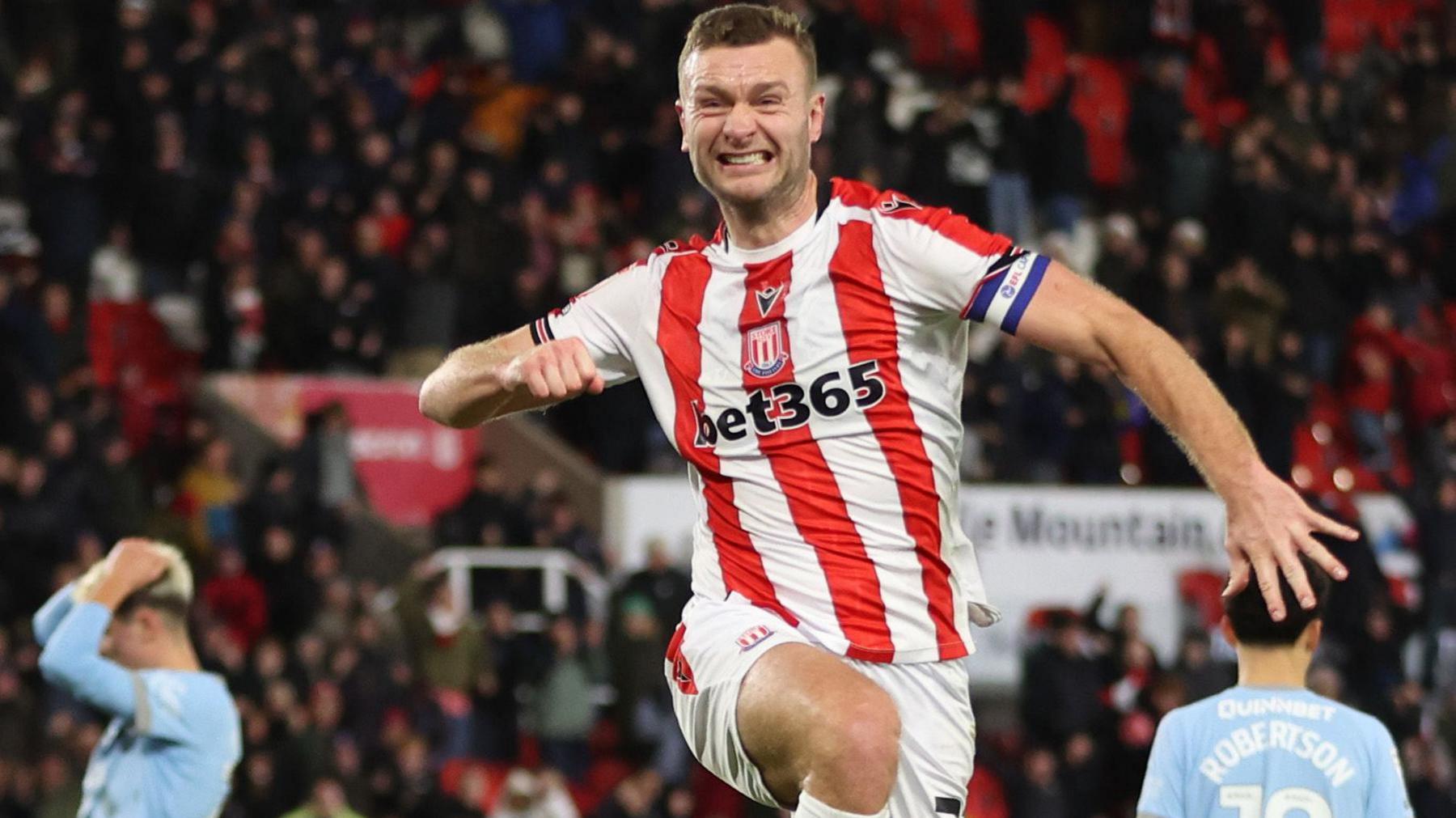 Ben Gibson celebrates his goal