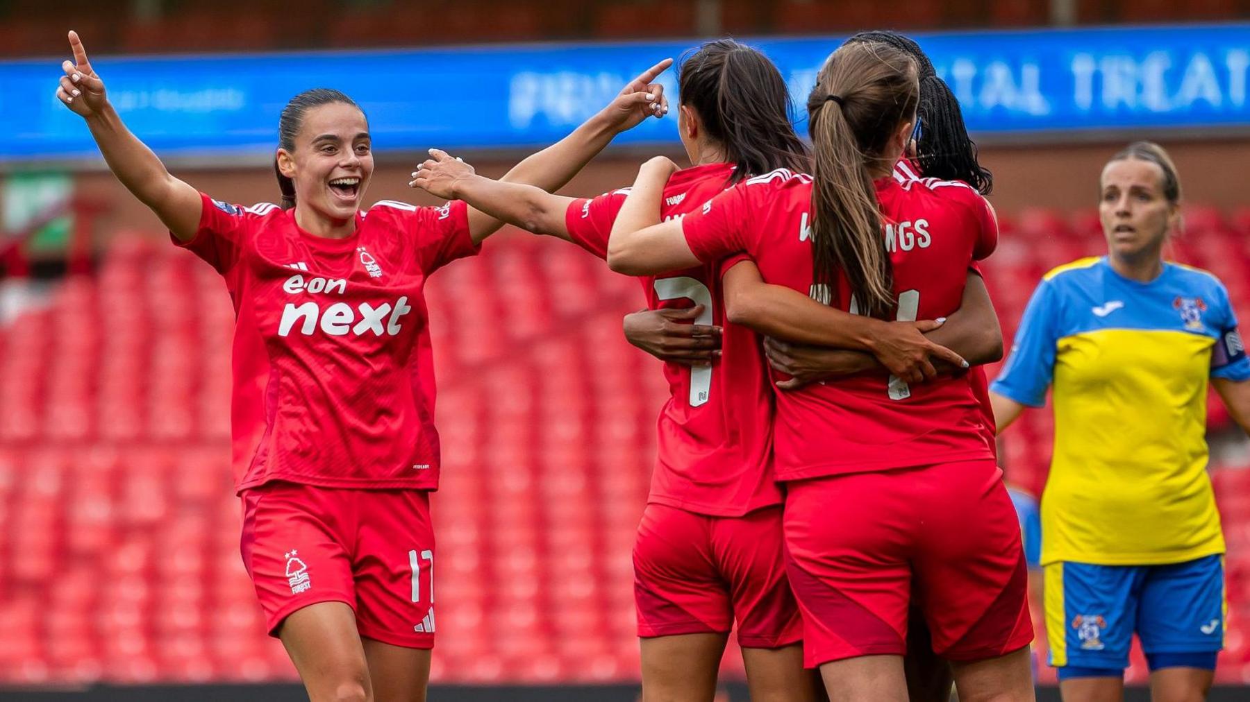 Sophie Domingo of Nottingham Forest women celebrates a goal