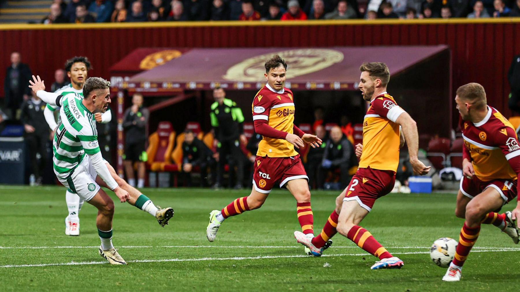 Luke McCowan scores for Celtic against Motherwell