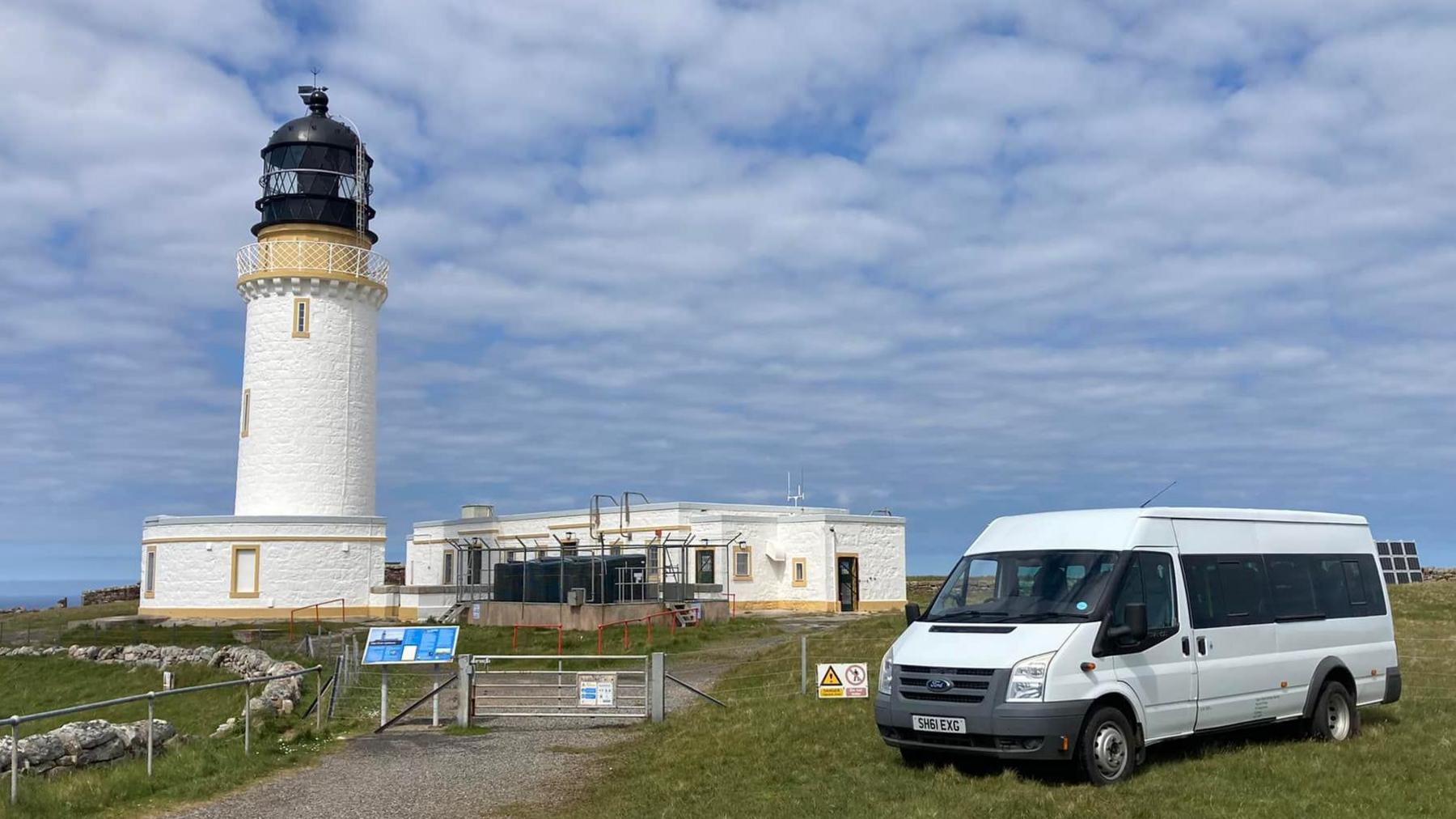 mini bus at Cape Wrath lighthouse